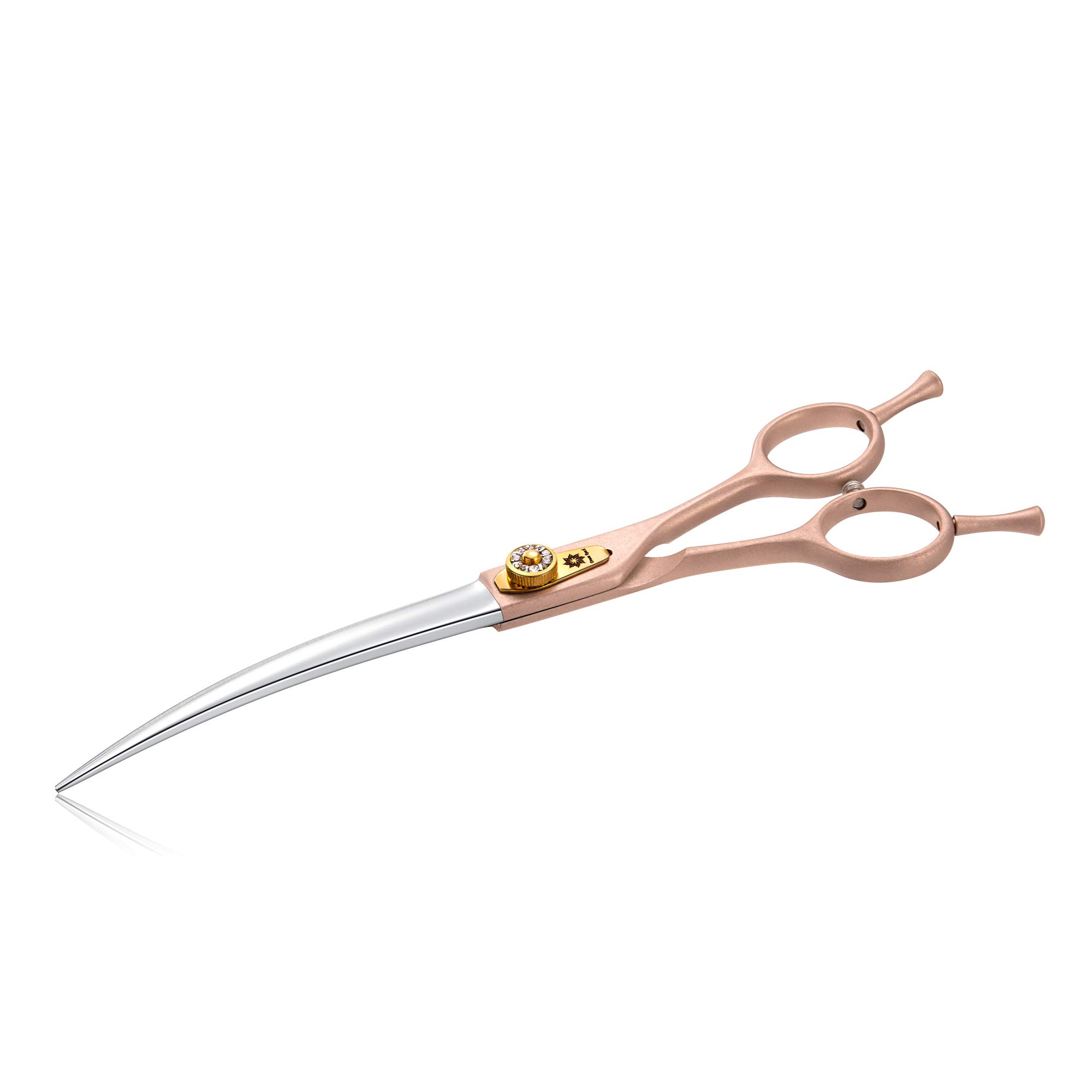 7 Inch Professional Pet Grooming Scissors Set - 440C Japanese Stainless Steel Straight, Curved, Thinning & Chunker Shears for Dogs, Cats & Small Animals | Perfect for Home Grooming, Salon Use & Pet Styling (7-Inch Curved Scissors)