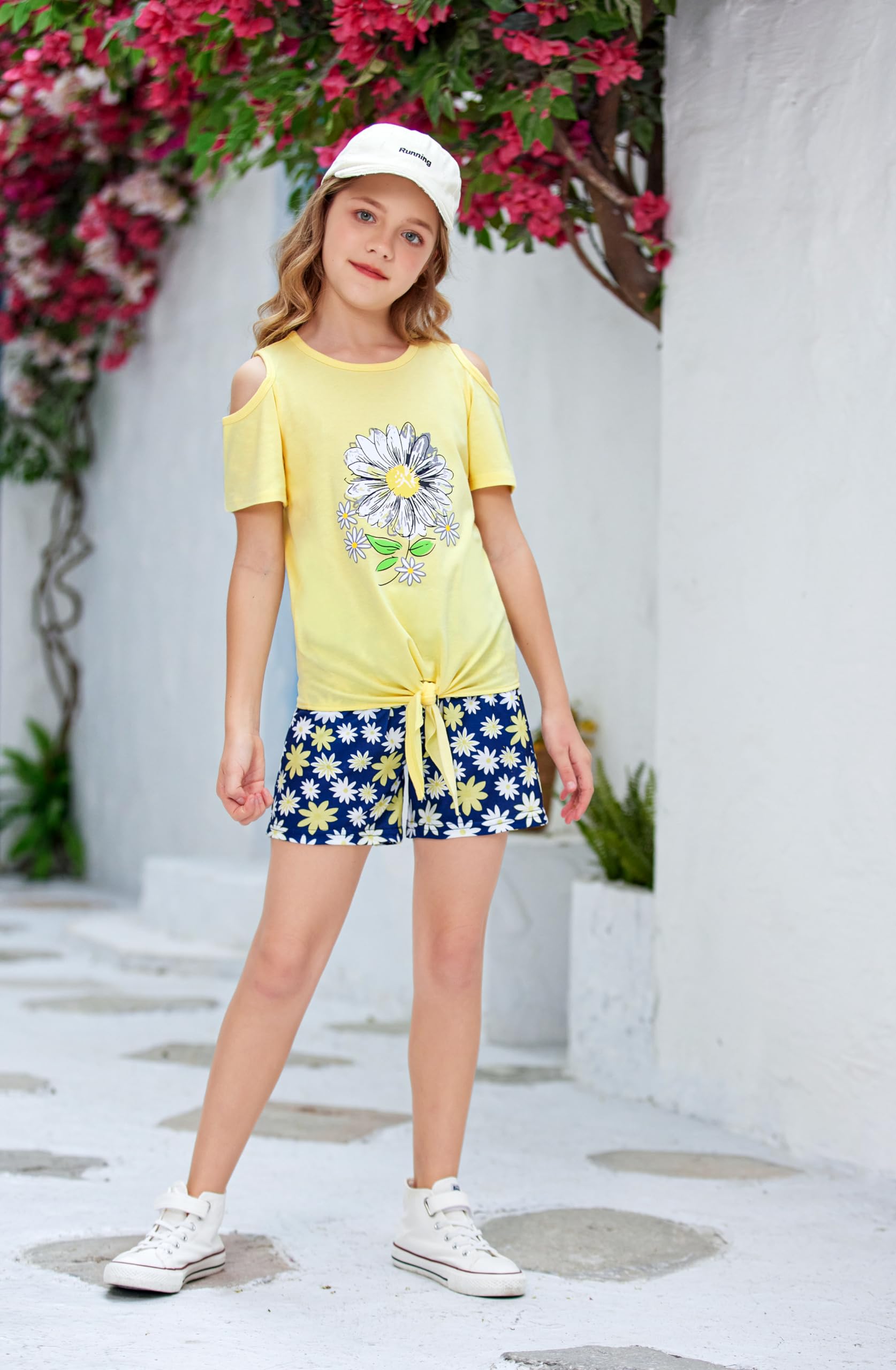 Arshiner Girls 2-Piece Short Sets - Cute Short Sleeve Tie Knot T-Shirt & Casual Pocket Shorts Outfit | Summer Playdates, Beach Vacations, School Activities