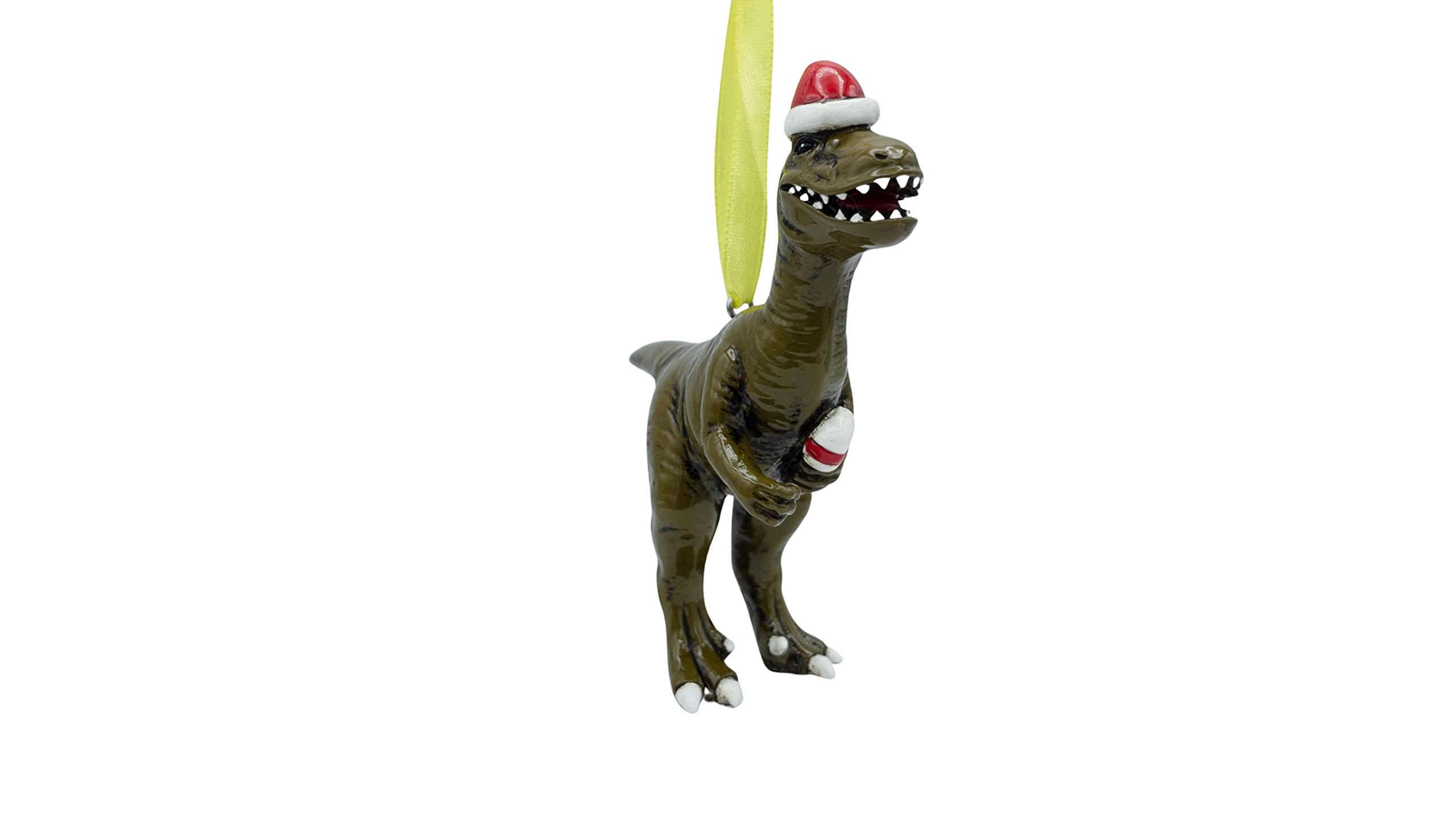 Dinosaur Raptor Christmas Tree Ornament with Candy Cane - Fun Holiday Decor for Kids' Room & Christmas Party Decorations