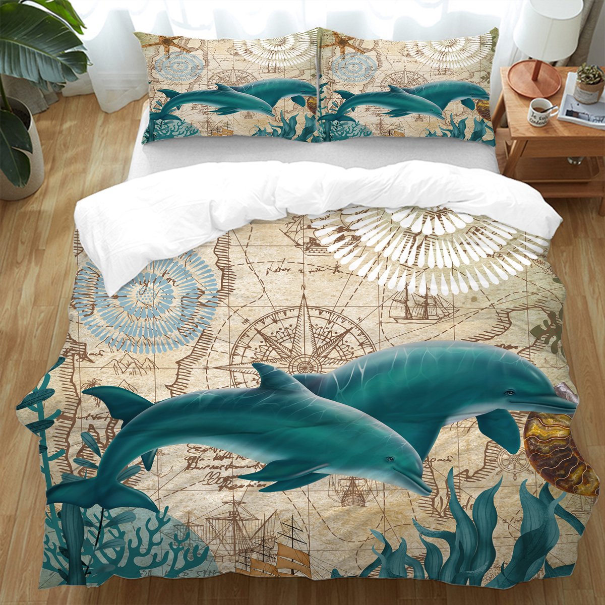Premium Dolphin Themed Bedding Set - Soft & Comfortable Queen Size Duvet Cover, Pillowcases & Sheet Set - Perfect for Kids' Rooms, Beach Themed Decor, and Ocean Lover Gifts