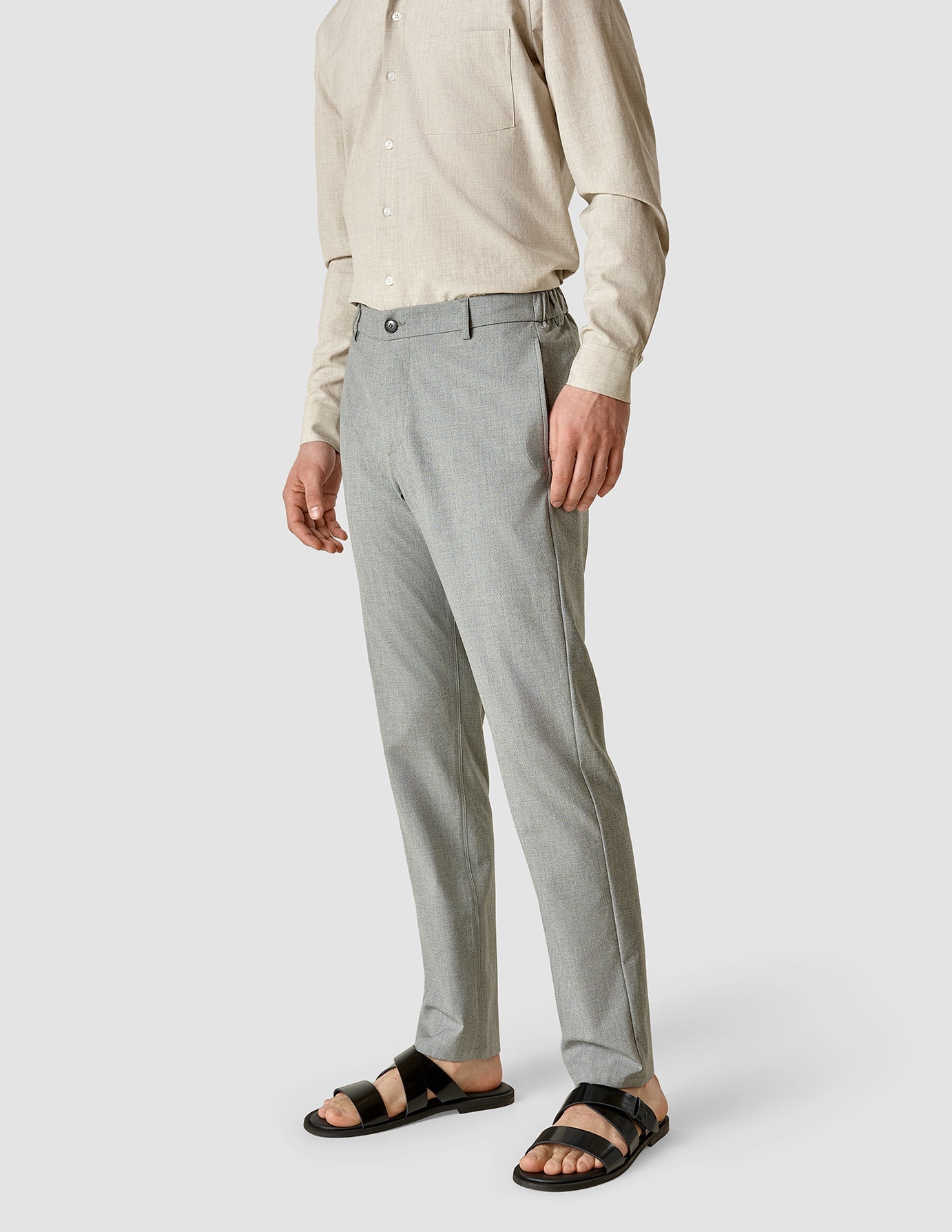 Tech Linen Elastic Pants for Women - Comfortable Stretch Trousers in Charcoal Gray | Perfect for Work, Travel & Casual Wear