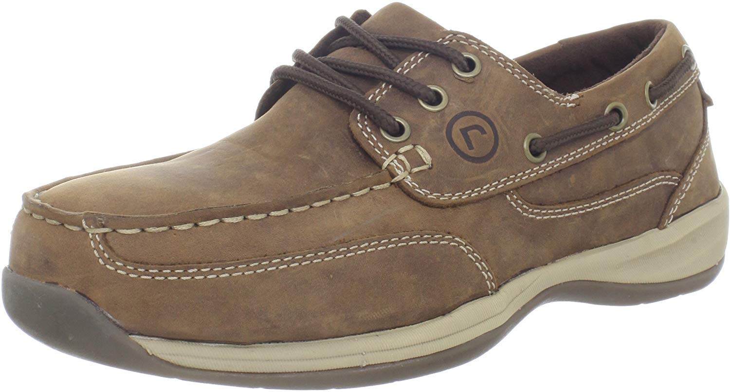 Rockport Men's Sailing Club Three Eye Tie Work Boat Shoe RK6736 - Comfortable Non-Slip Deck Shoes for Sailing, Boating & Casual Wear