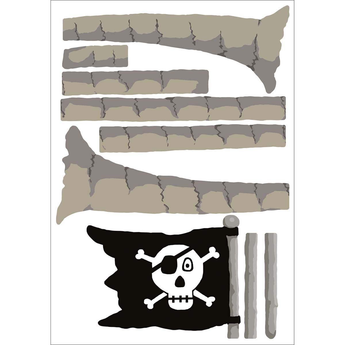 XX-Large Palm Trees and Pirates Wall Decals - Removable Home Decor Stickers for Living Room, Bedroom, Nursery | Tropical Themed DIY Wall Art for Kids & Adults
