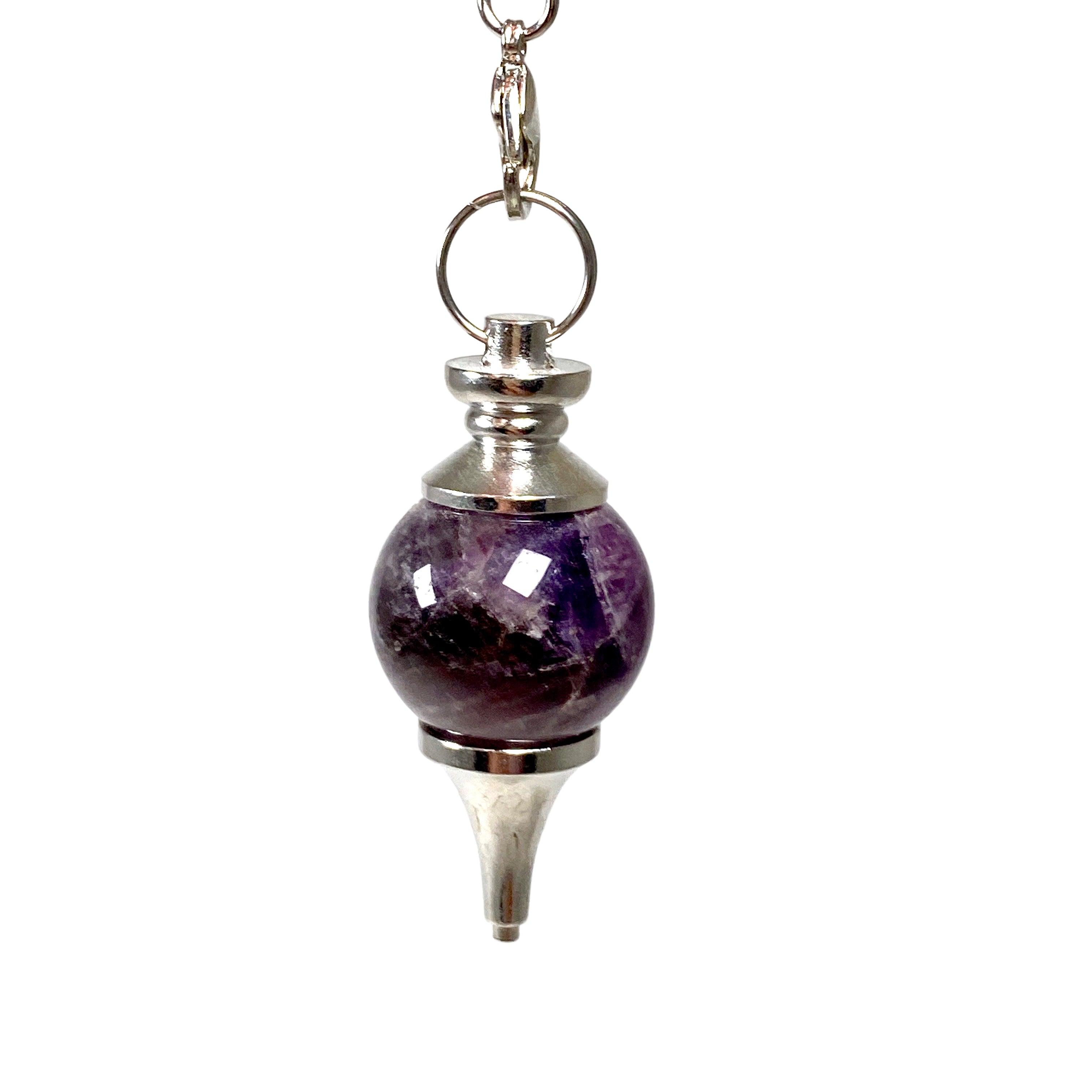 Natural Gemstone Pendulum with Chakra Beads - PD6 Round Crystal for Divination, Dowsing & Energy Healing | Perfect for Meditation, Spiritual Work & Chakra Balancing