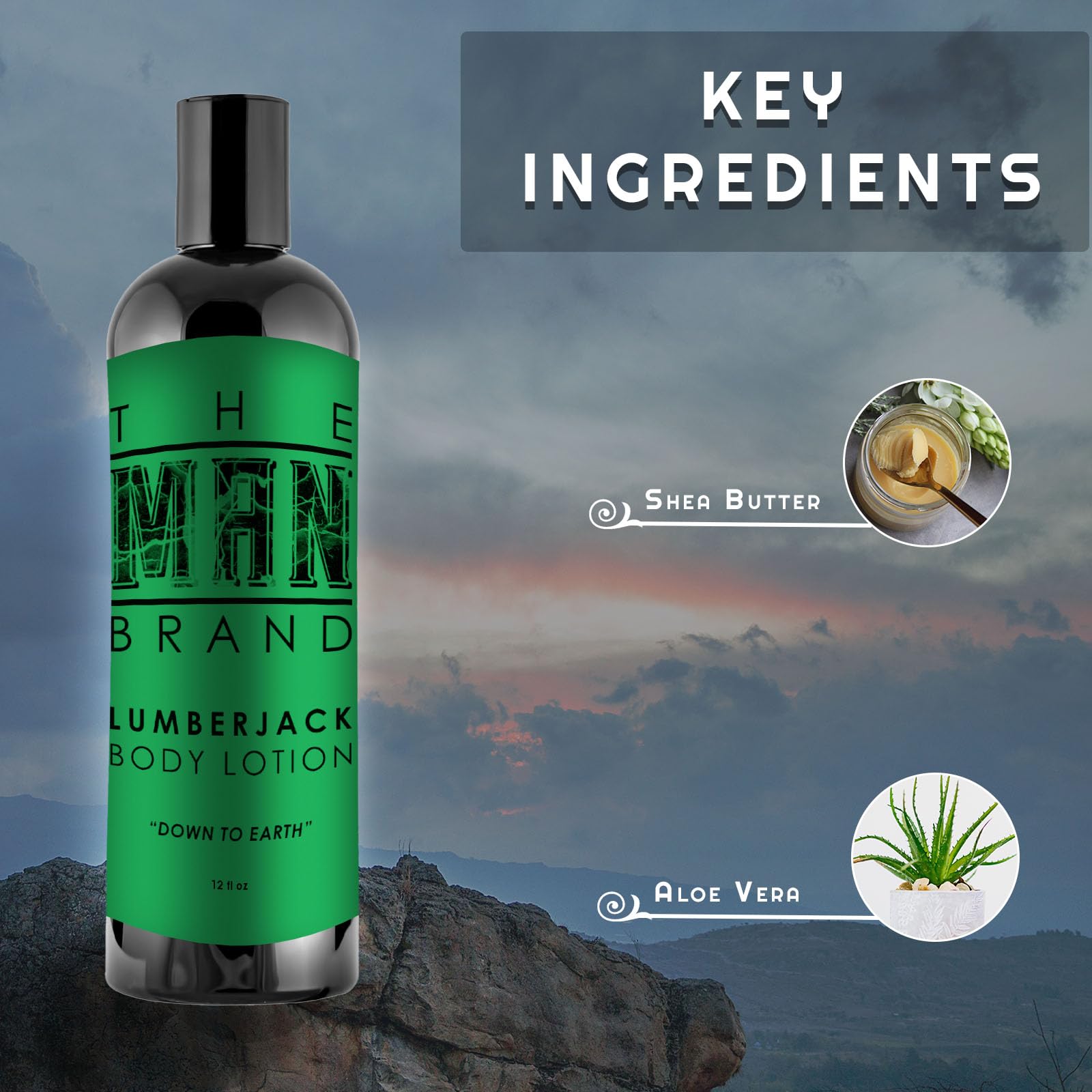 Best Men's Body Lotion with Shea Butter & Coconut Oil - Natural Moisturizing Lotion for Dry Skin - Aloe Vera Scented Lumberjack Fragrance (12oz) - Perfect for Post-Shave & Daily Hydration