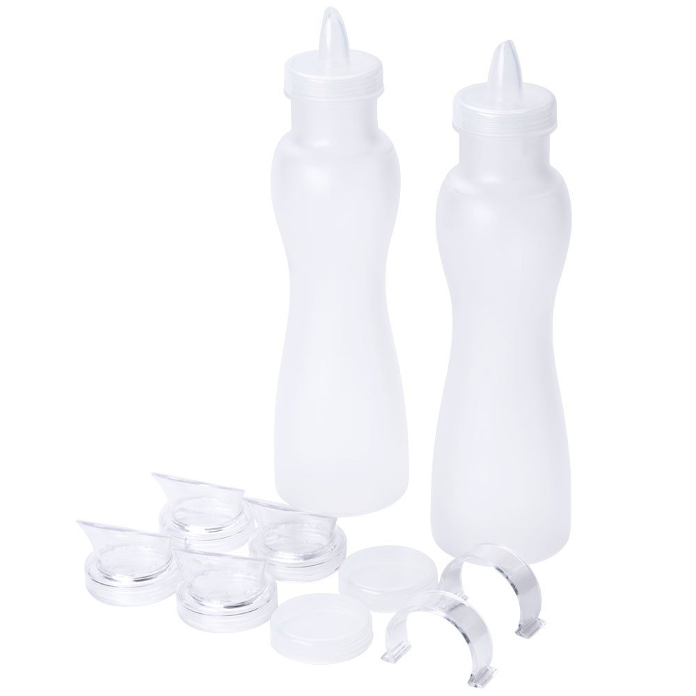 25-Piece Clear Salad Dressing Bottles Set - Break-Resistant & Dishwasher Safe Polycarbonate Containers - Perfect for Restaurants, Catering & Home Kitchens - SDB-32-PC-SET (4-Pack)
