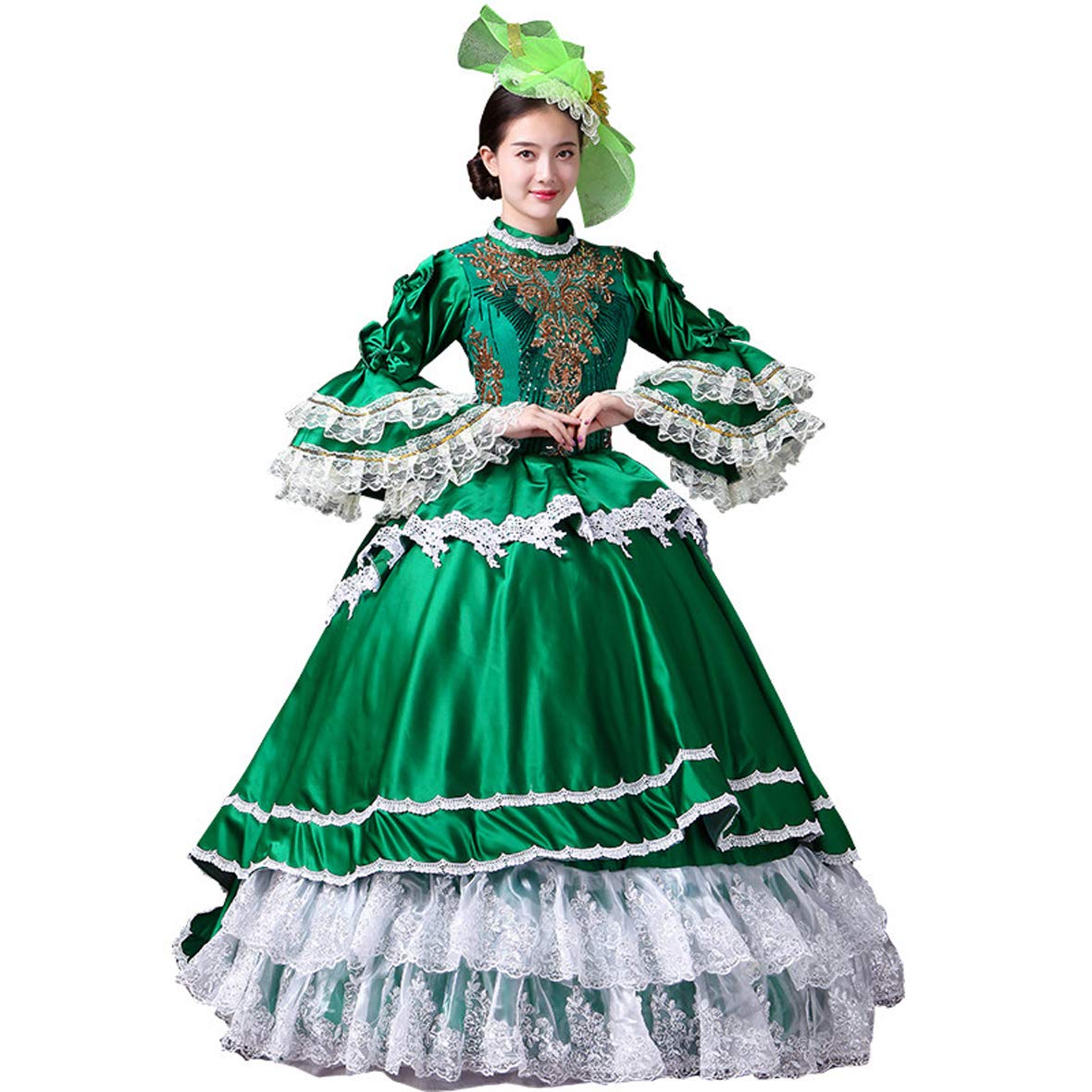 Victorian Renaissance Queen Costume for Women - Elegant Rococo Long Dress for Cosplay, Halloween & Historical Reenactment