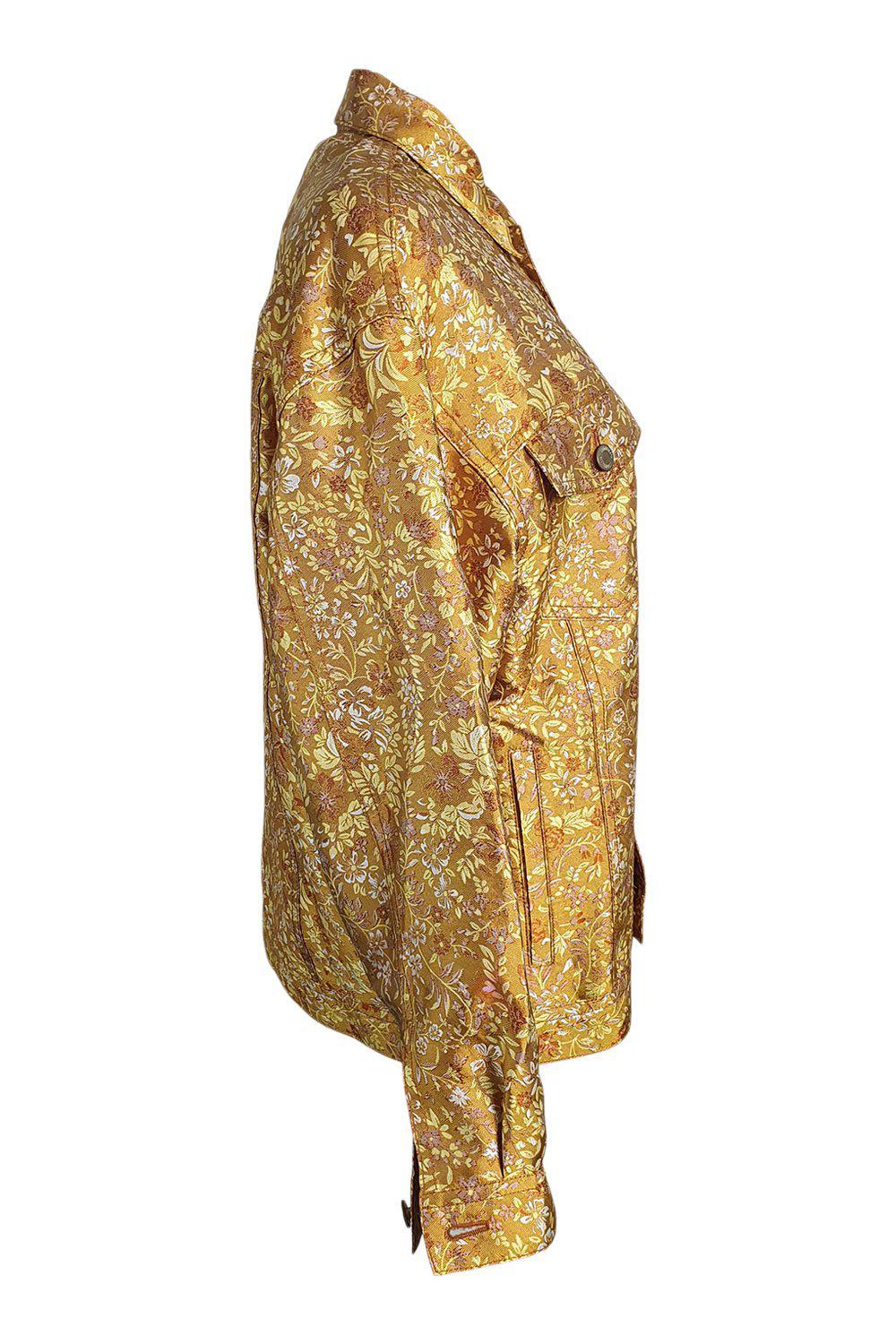LITKOVSKAYA Women's Rising Sun Yellow Silk Blend Floral Print Jacket - Size 36 (UK 10 | US 6) - Elegant Spring & Summer Outerwear for Casual Outings, Weddings & Special Occasions