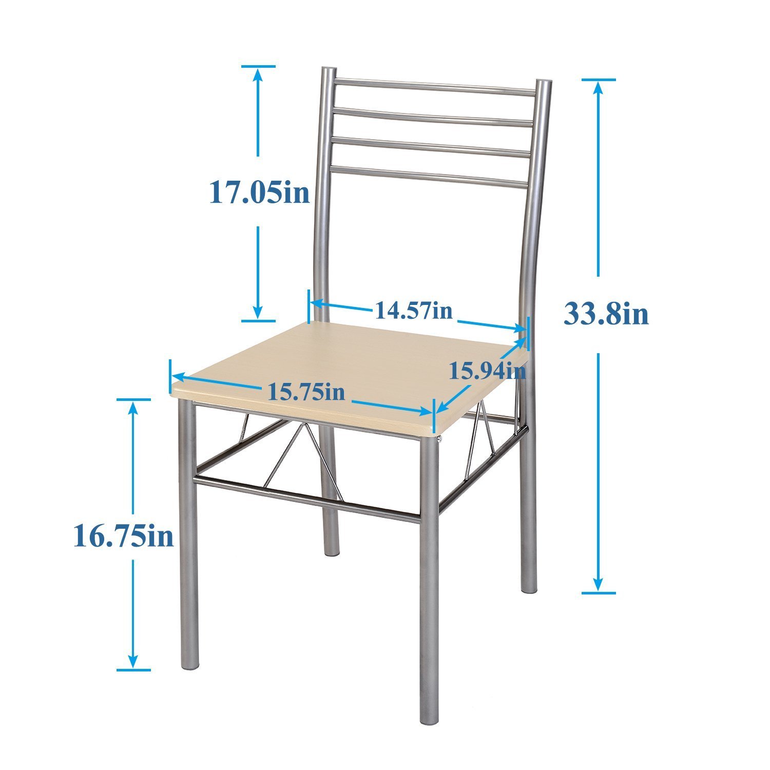 VECELO 5-Piece Space Saving Kitchen Dining Table and Chairs Set - Compact Dinette for Small Spaces, Silver | Perfect for Apartments, Breakfast Nooks & Cozy Kitchens