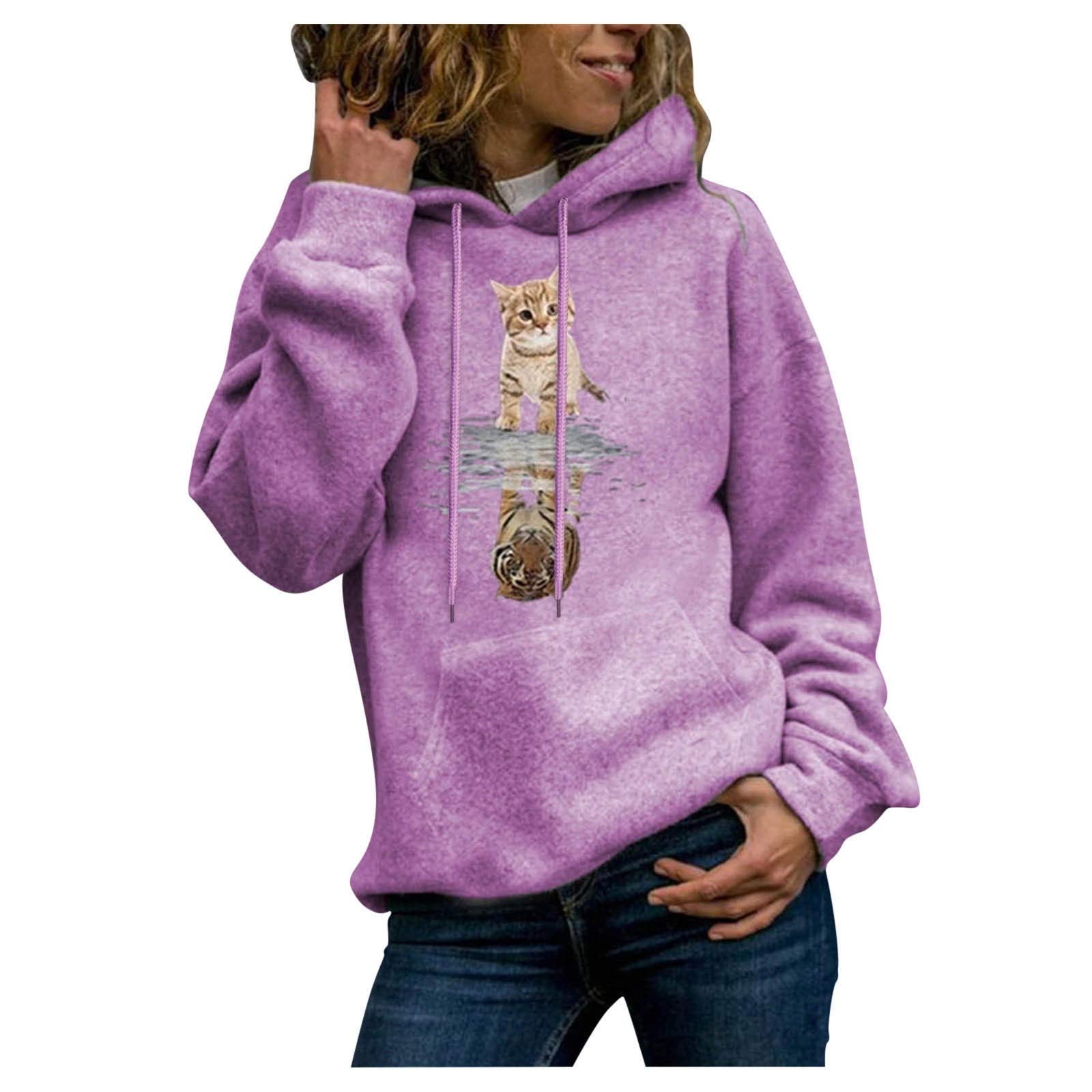 Women's Casual Long Sleeve Pullover Sweatshirt - Winter Printed Blouse Tunic Top for Everyday Wear & Layering Outfits