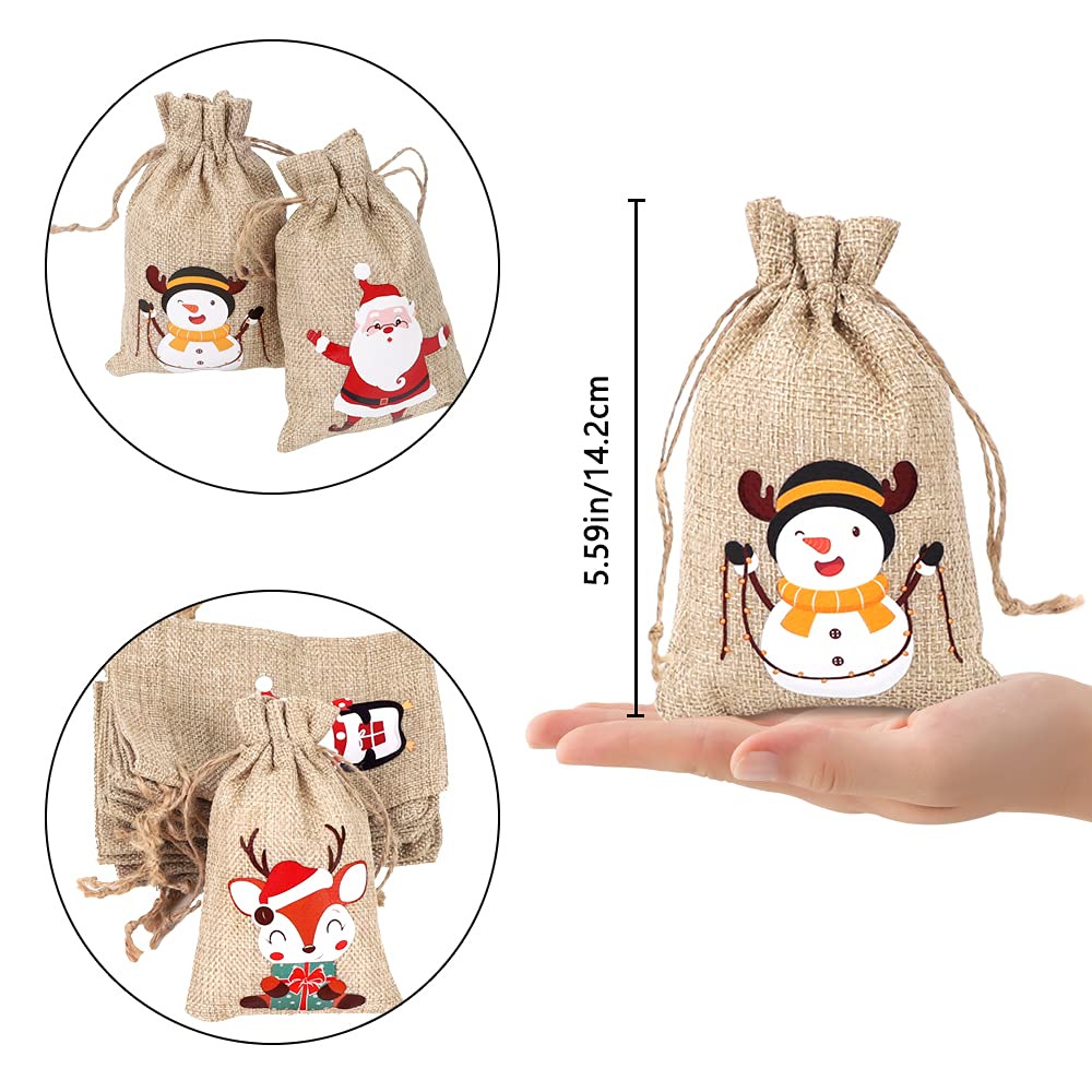 36pcs Christmas Burlap Gift Bags with Drawstring - Eco-Friendly Jute Treat Bags for Candy, Party Favors & Holiday Gifts - Perfect for Christmas Parties, Stocking Stuffers & Festive Decorations