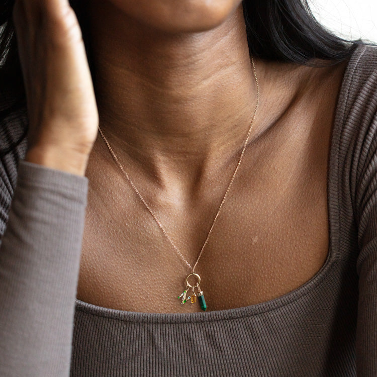 Solid Gold Crystal Charm for Manifestation - Healing Energy Jewelry for Meditation, Yoga & Spiritual Growth | Attract Abundance & Positive Vibes