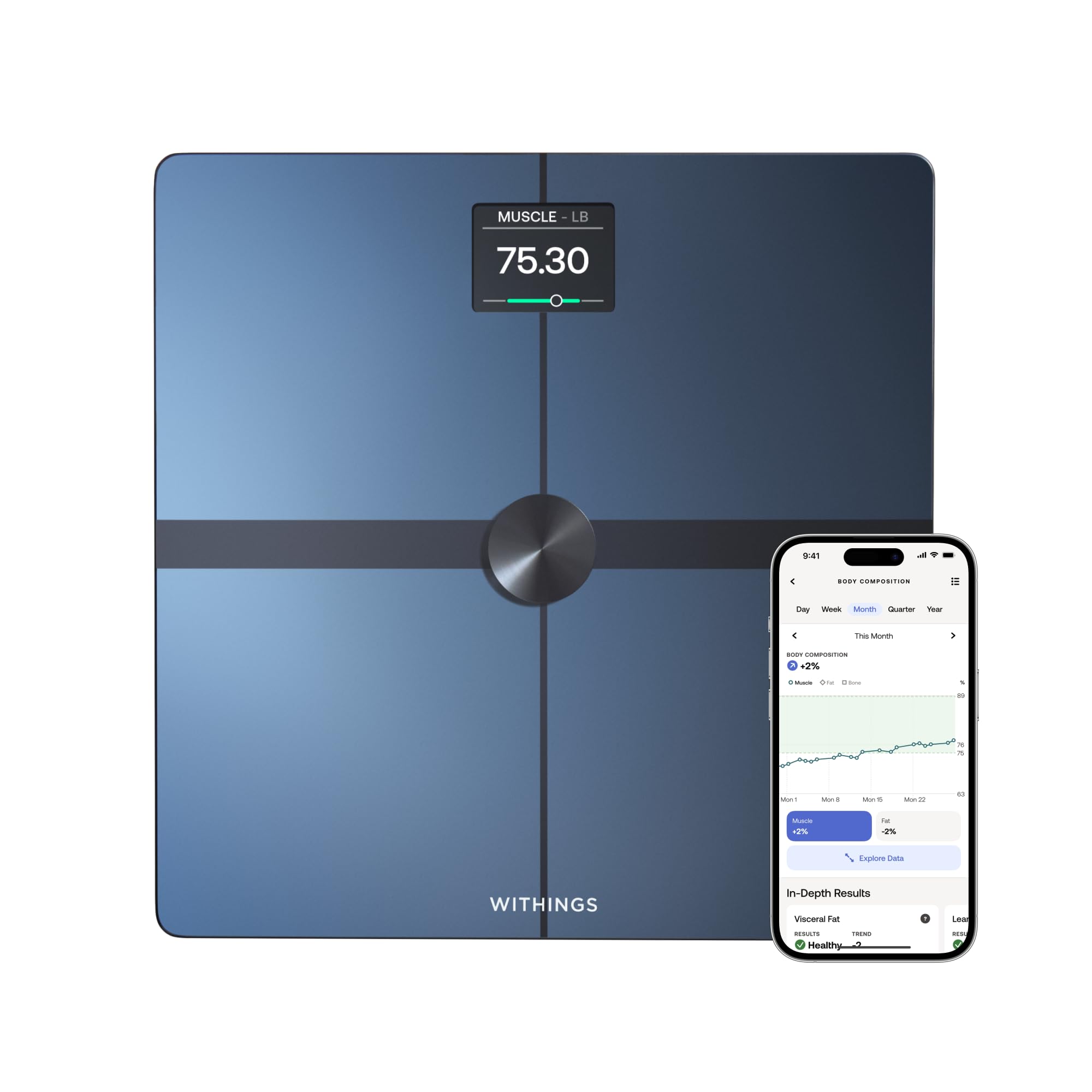 WITHINGS Body Smart - Accurate Digital Bathroom Scale for Weight, Body Fat & Composition, Wi-Fi & Bluetooth Smart Scale, Compatible with Apple Health, Baby Weighing - Perfect for Home Gym, Fitness Tracking & Health Monitoring