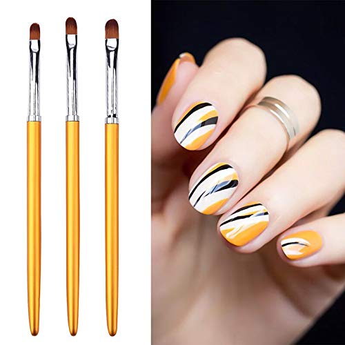 3PCS Soft Nail Art Brushes Set - Dotting Tools, Polish & Drawing Brush for Manicure & Nail Painting - Perfect for DIY Nail Art, Salon & Home Use (3 Colors)