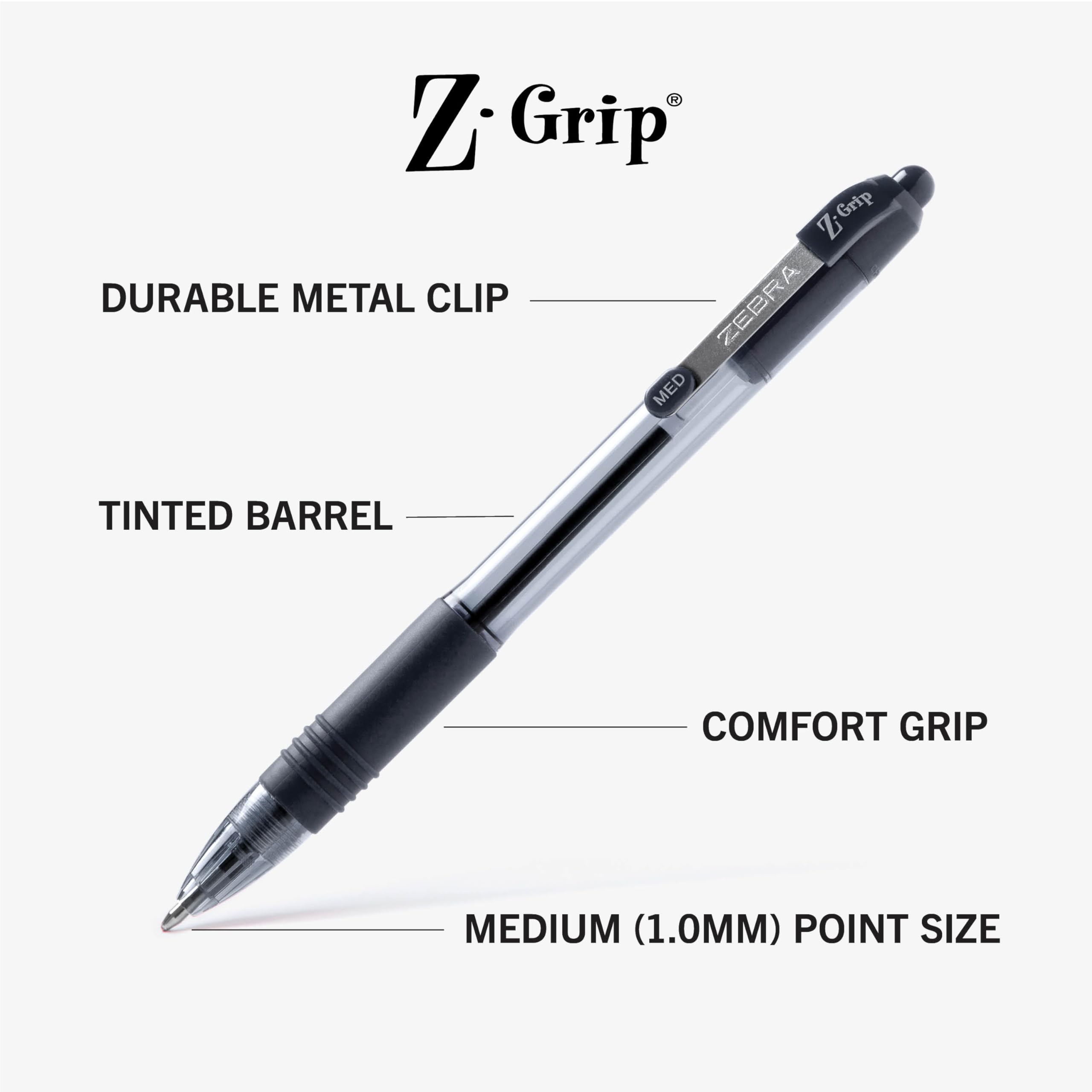 Zebra Z-Grip Retractable Ballpoint Pens - 1.0mm Medium Point Black Ink (48-Pack) for Office, School & Everyday Writing Needs
