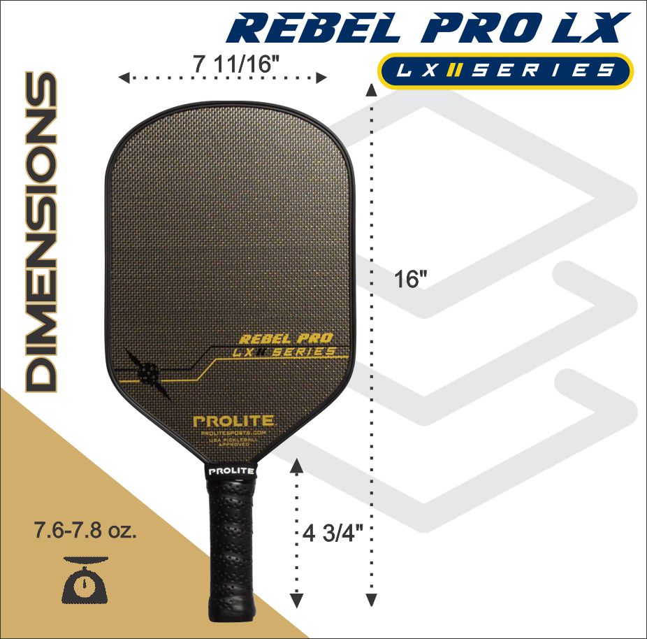 Prolite Rebel Pro LX Pickleball Paddle - Carbon Fiber Face with Cushion Grip - Lightweight & Durable for Competitive Play - Perfect for Tournaments & Recreational Games