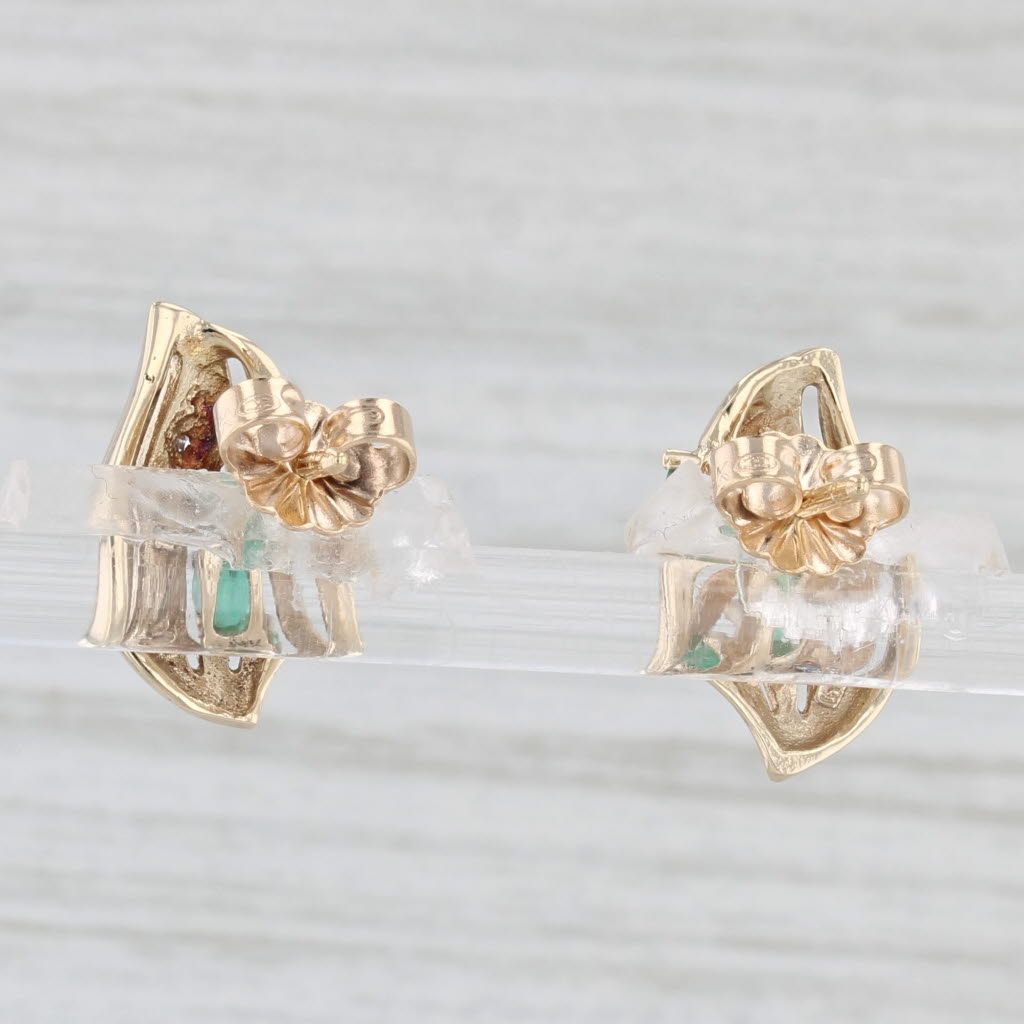 0.28ctw Natural Emerald & Diamond Stud Earrings in 14k Yellow Gold - Perfect for Weddings, Anniversaries & Special Occasions