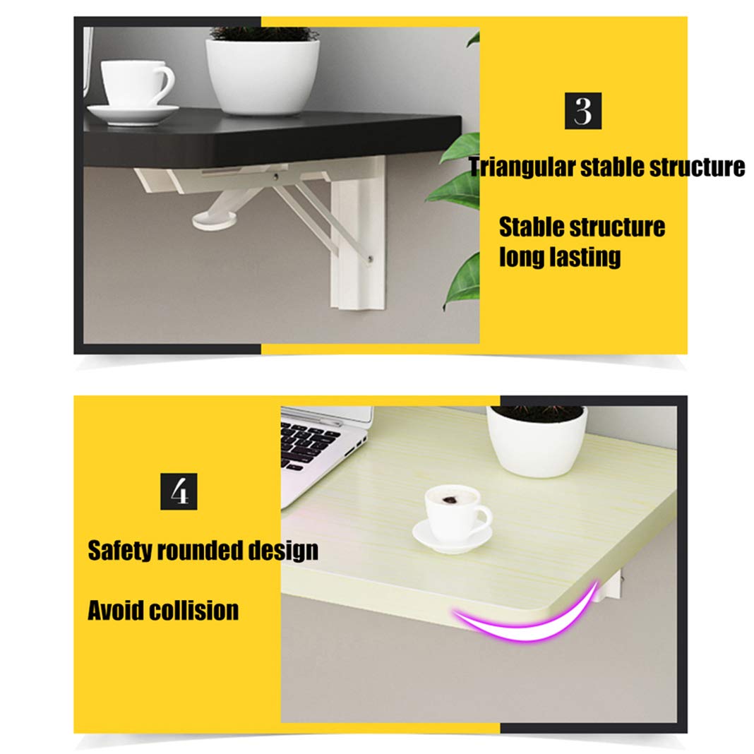Wall Mounted Folding Drop-Leaf Table - Space Saving Home Office Desk, Floating Workstation for Kitchen, Dining & Small Spaces - Sturdy & Adjustable Size Options - Perfect for Apartments, Dorms & Compact Living Areas