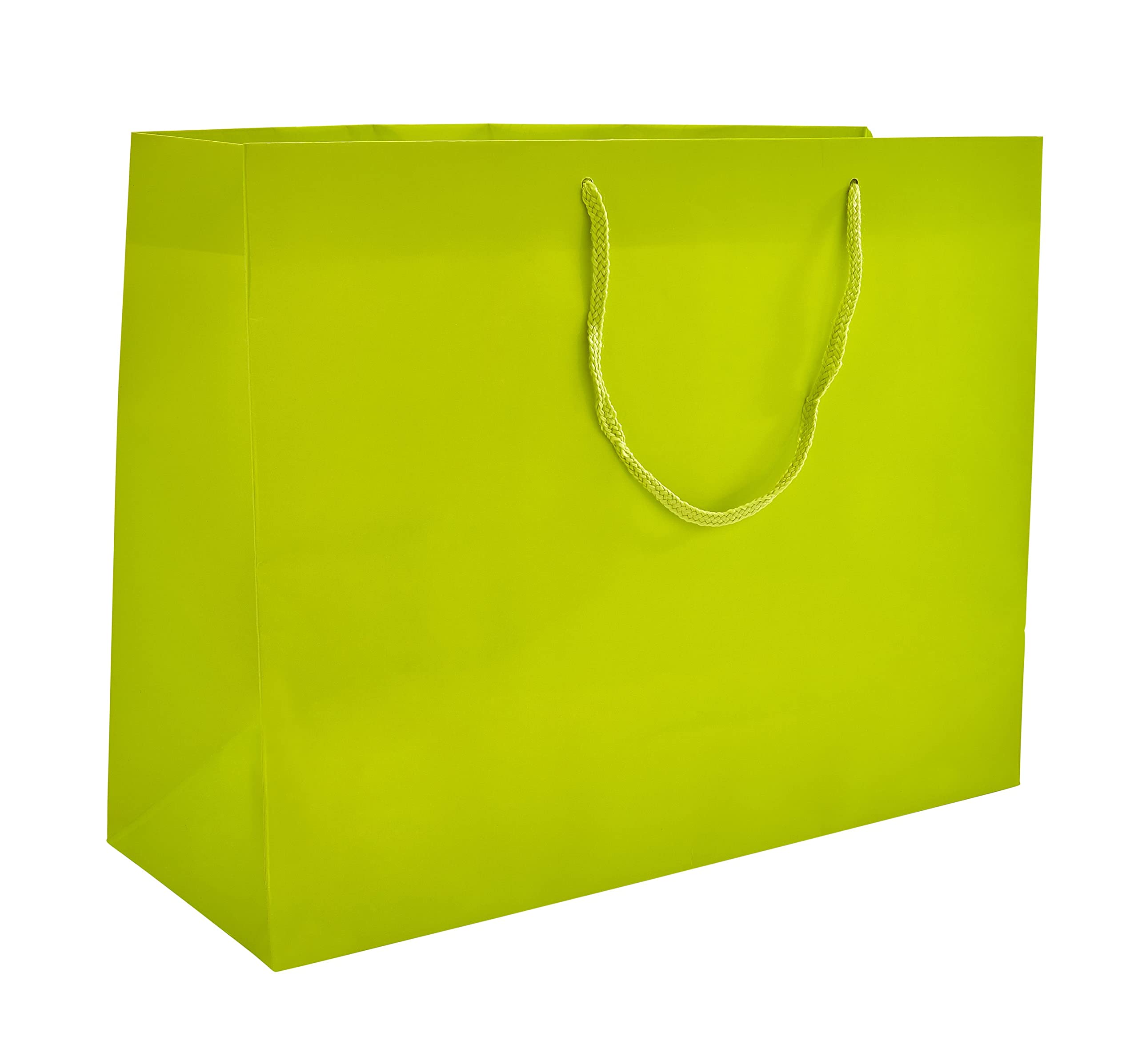 Eco-Friendly Lime Gloss Euro Tote Bags - 16x6x12 Inch Reusable Paper Gift Bags [Pack of 100] - Perfect for Retail Shopping, Party Favors & Sustainable Packaging