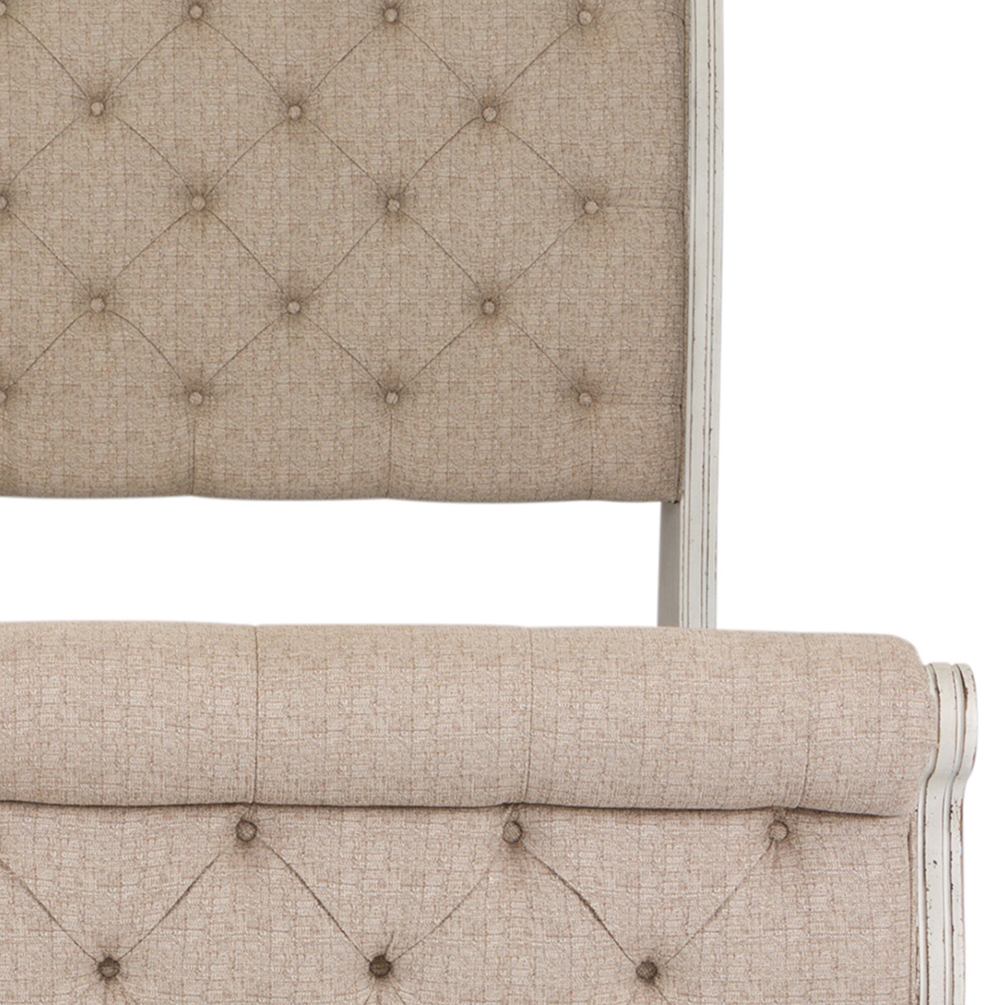 Abbey Park Upholstered Sleigh Bed Frame - Queen Size Tufted Fabric Platform Bed with Wooden Slats - Perfect for Master Bedroom & Guest Room Decor