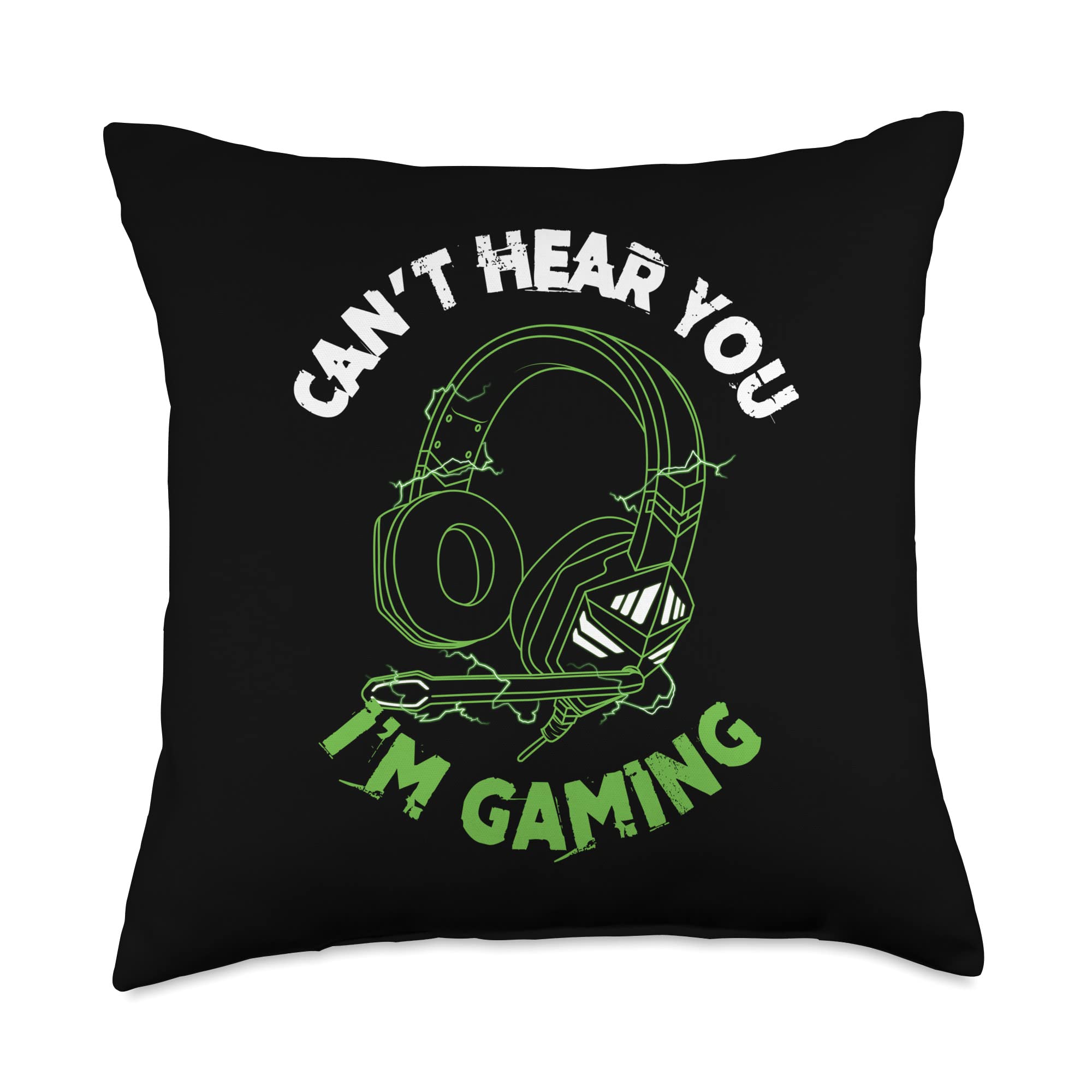 Funny Gamer Gift - 'Can't Hear You I'm Gaming' Throw Pillow 18x18 Inch Multicolor - Perfect Gaming Room Decor & Nerdy Gift for Gamers