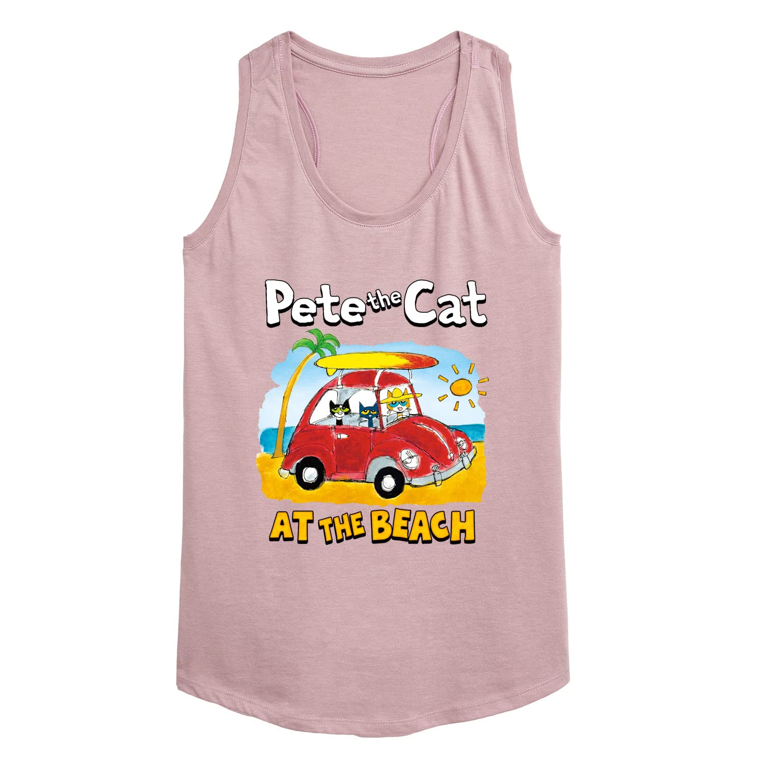 Pete the Cat at The Beach Women's Racerback Tank Top - Cute Graphic Tee for Summer, Beach Outings & Casual Wear