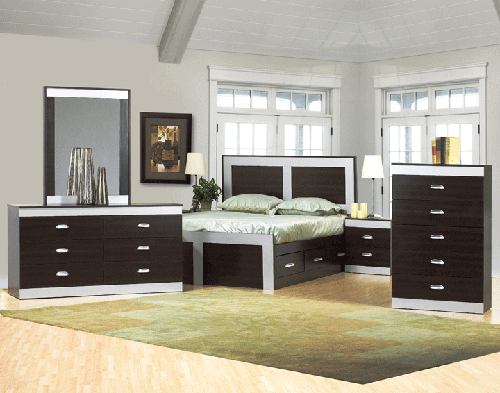 Shadow Oak & Silver Storage Bedroom Set - Queen, King & Full Size Beds - 100% Canadian Made Solid Wood Furniture - Model NB57 - Perfect for Master Bedrooms, Guest Rooms & Small Space Storage Solutions