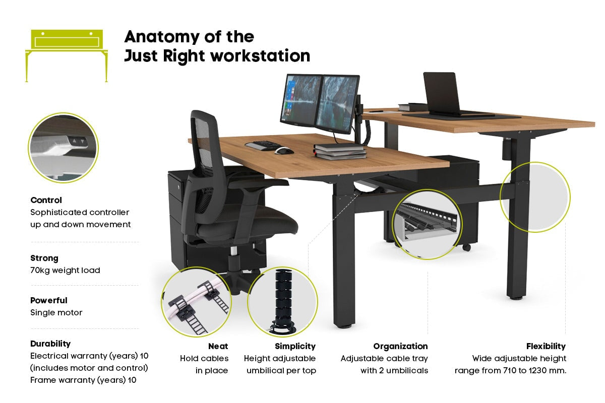 Adjustable Height 2-Person Workbench [1400L x 700W] - Perfect for Garage, Workshop & Home Office Use