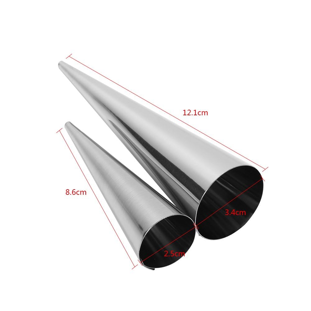 3PCS Stainless Steel Cream Horn Molds - Cone Shaped Cannoli Forms & Baking Tubes for Pastry, Desserts, and Cream Rolls - Perfect for Home Baking, Professional Kitchens, and Party Treats