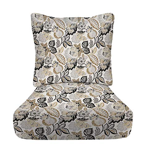 Dailey Pewter Grey Tan Floral Scroll