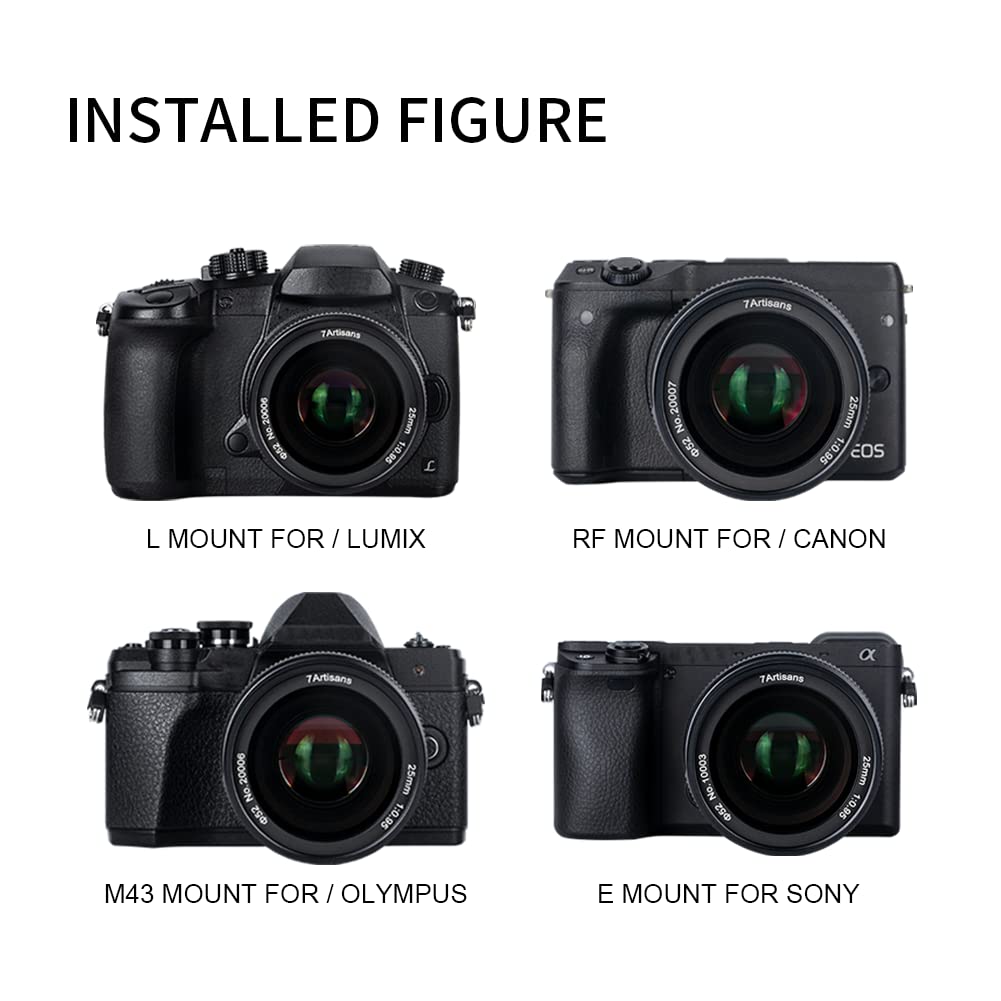 7artisans 25mm f/0.95 Large Aperture APS-C Prime Lens for Leica L Mount Mirrorless Cameras - Manual Focus Wide Angle Lens for Portrait, Street & Low Light Photography