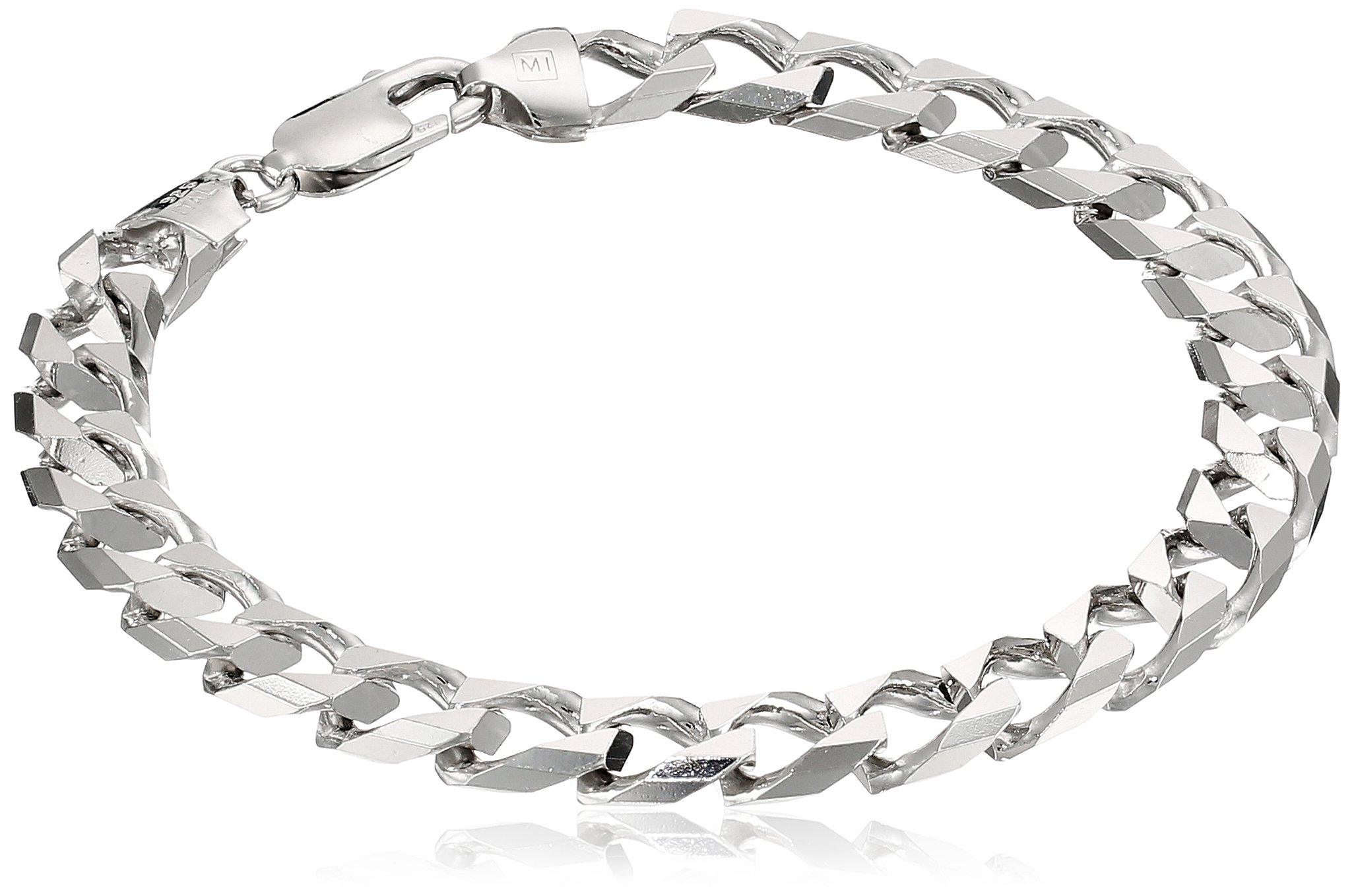 Amazon Collection Men's Sterling Silver Italian Solid Curb-Link Bracelet - Elegant & Durable Jewelry for Gifts, Weddings & Everyday Wear