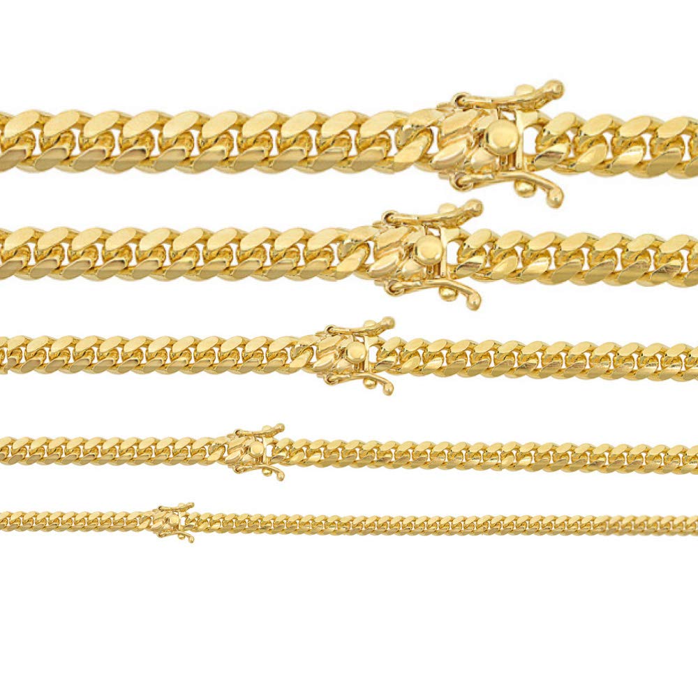 HarlemBling 925 Sterling Silver 14k Gold Plated Miami Cuban Link Chain or Bracelet - 4mm to 10.5mm Box Lock Italian Men's Jewelry - Perfect for Hip Hop Fashion, Gifts & Everyday Wear