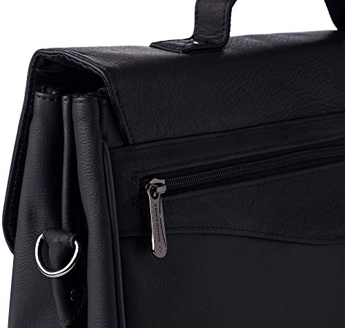 Alpine Swiss Genuine Leather Business Briefcase - Professional Portfolio Organizer with Secure Flap Lock - Perfect for Office, Business Travel & Corporate Meetings