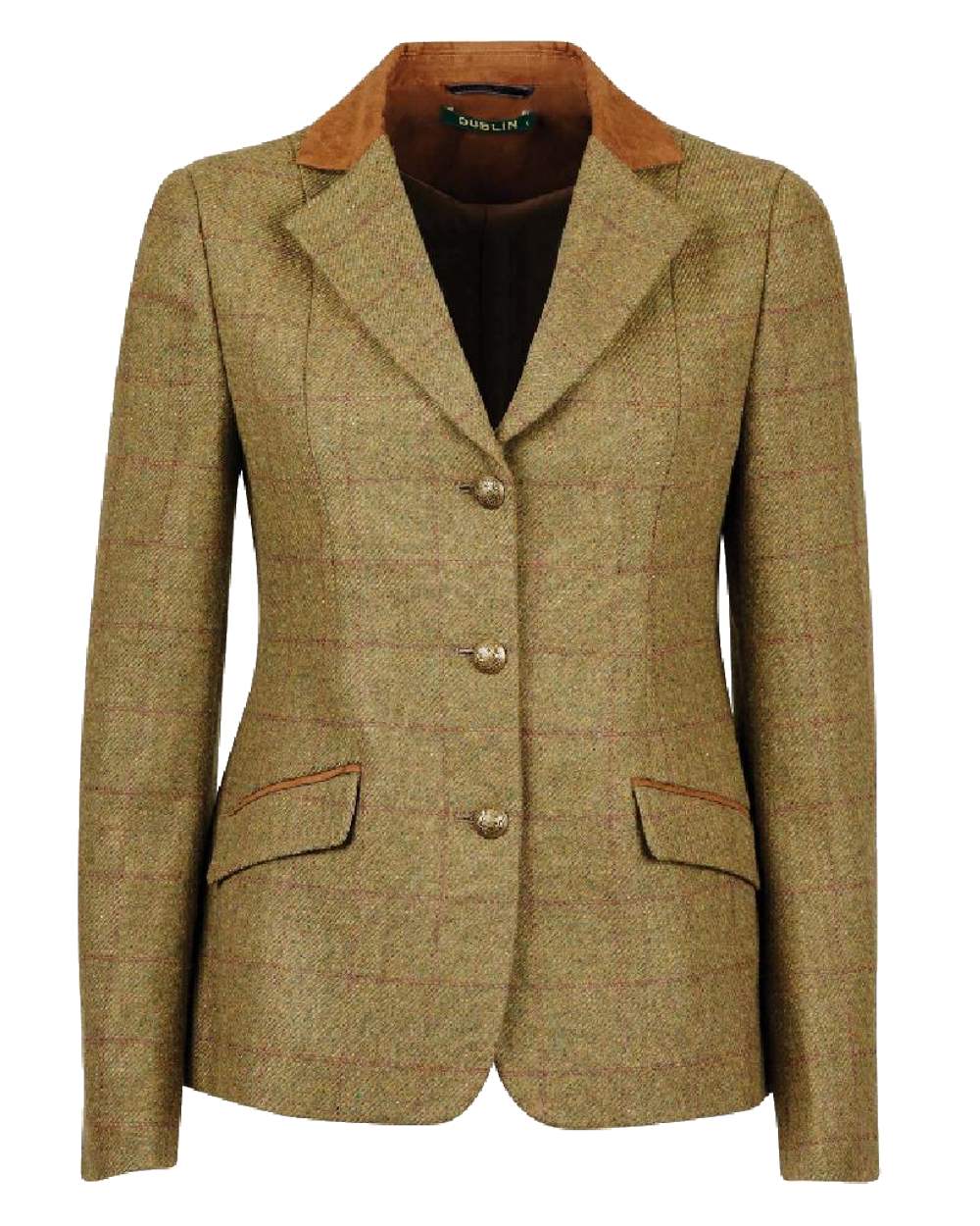 Dublin Women's Albany Tweed Suede Collar Tailored Jacket - Classic Elegant Blazer for Office, Business & Formal Occasions