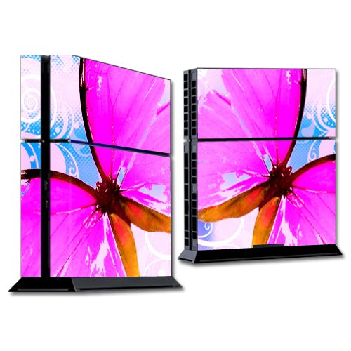 MightySkins PS4 Console Skin Wrap Sticker - Pink Butterfly Design | Compatible with Sony PlayStation 4 | Protective Decorative Cover for Gaming Setup & Personalization