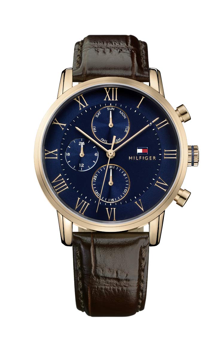 Tommy Hilfiger Men's Analog Quartz Watch with Multifunction, Stainless Steel or Leather Strap - Perfect for Business, Casual & Formal Occasions