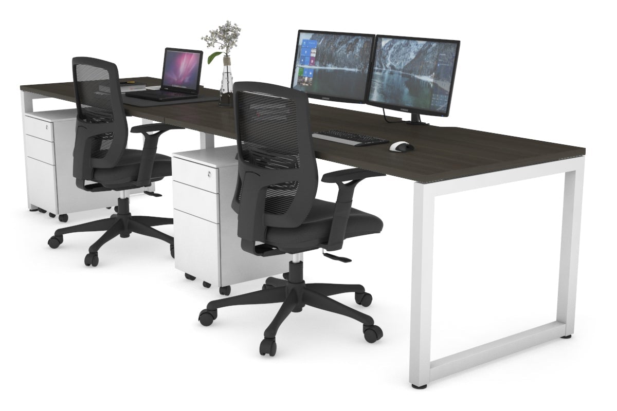 Quadro Loop Legs 2-Person Office Workstation - 1600L x 800W with Cable Management | Ergonomic Shared Desk for Collaborative Workspaces & Home Offices