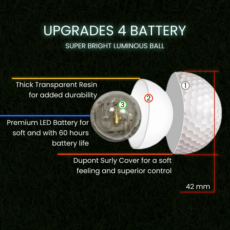 Glow in The Dark Golf Balls - Super Bright LED Night Golf Balls for Nighttime Practice (Pack of 6) - Perfect for Night Golf Games, Backyard Practice & Unique Golf Gifts