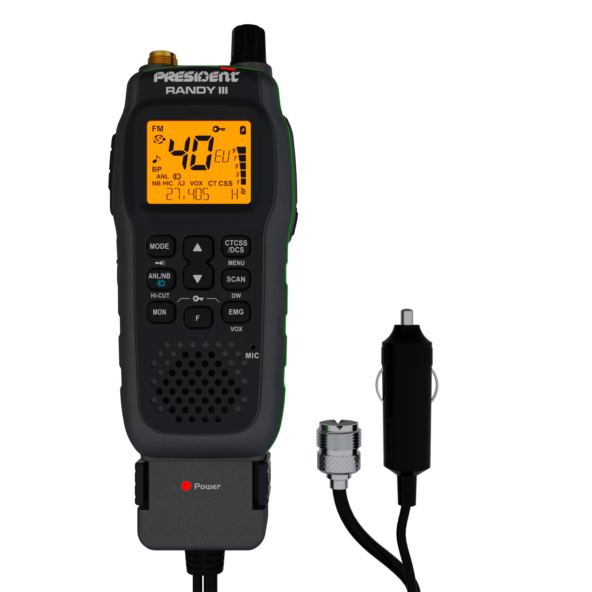 President Randy-III AM/FM Walkie Talkie CB Radio with 1800mAh Lithium Battery - Long Range Two-Way Communication for Outdoor Adventures, Camping, and Emergency Preparedness