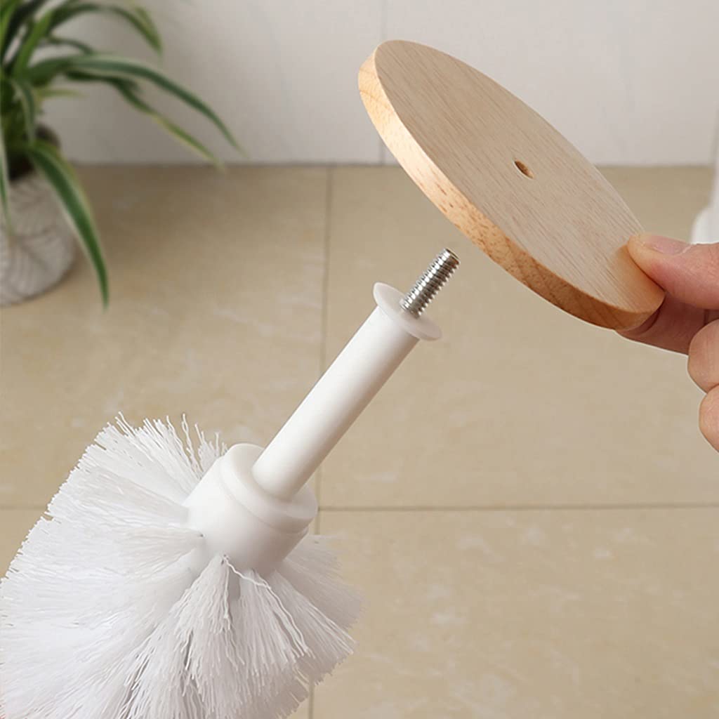 TOMYEUS Toilet Brush and Holder Set - 360° No Dead Angle Cleaning, Replaceable Brush Heads, Floor-Standing Design with Cover - Perfect for Bathroom, Toilet Deep Cleaning (White)