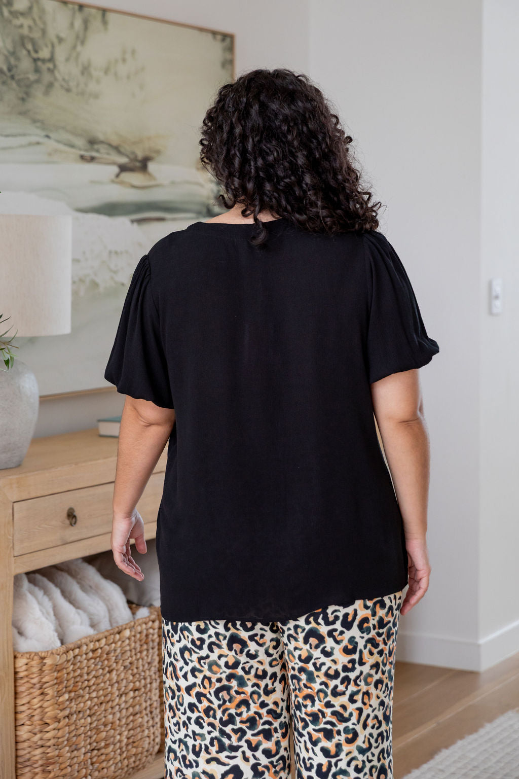 Winona Short Sleeve Blouse - Women's Black Casual Top for Work & Everyday Wear | Office & Outing Outfit