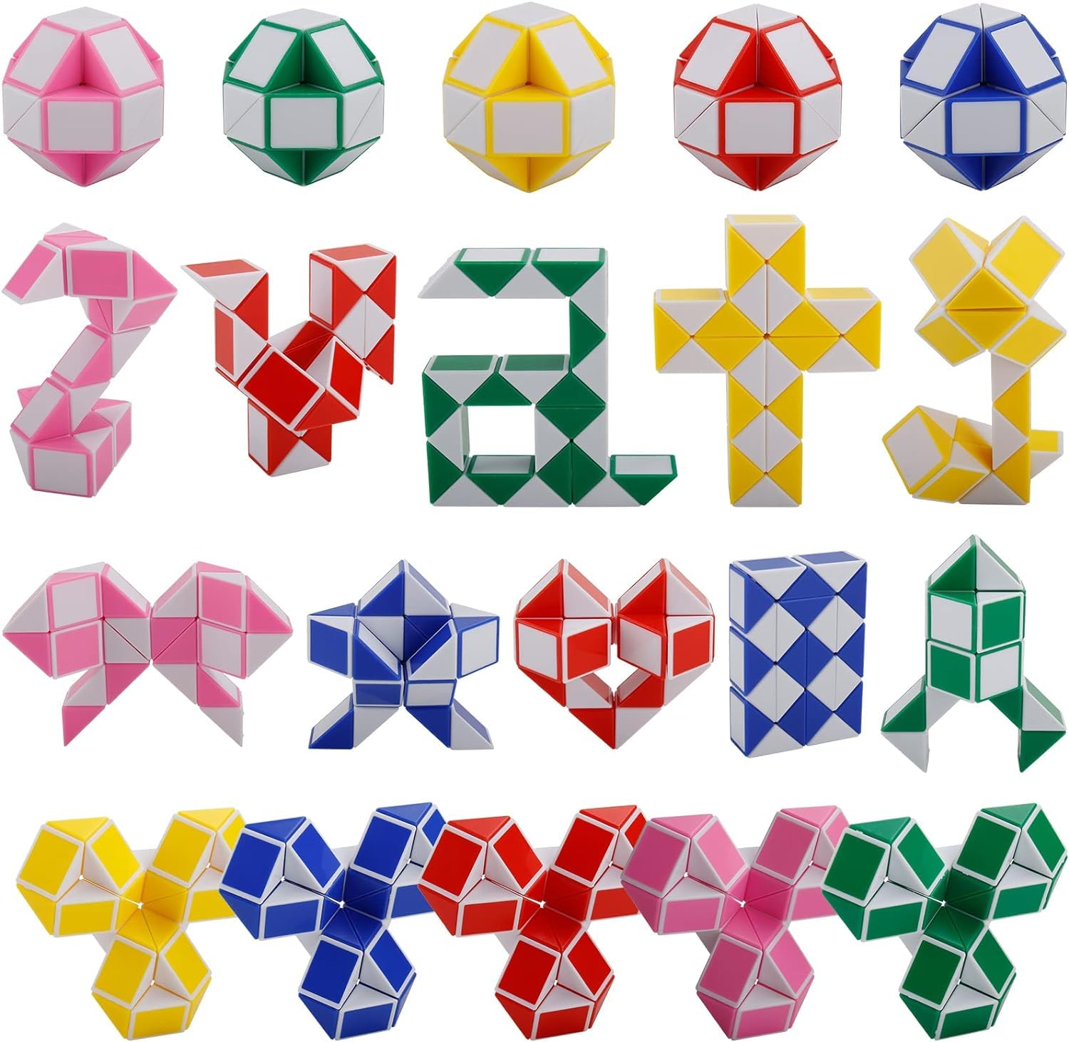 VIBGYOR Snake Puzzle Cube - 3 Pack Speed Cube Set with Magic Ruler, Twisty Puzzle Brain Teaser Toys for Kids & Adults - Perfect for Stress Relief, STEM Learning & Family Game Night