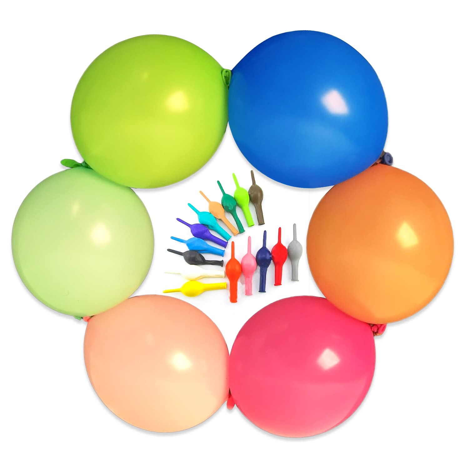IN-JOOYAA 10 Inch Rainbow Color Latex Link Balloons 100 Pack - Quick Connect Party Balloons for Birthday, Wedding, Baby Shower & Holiday Decorations