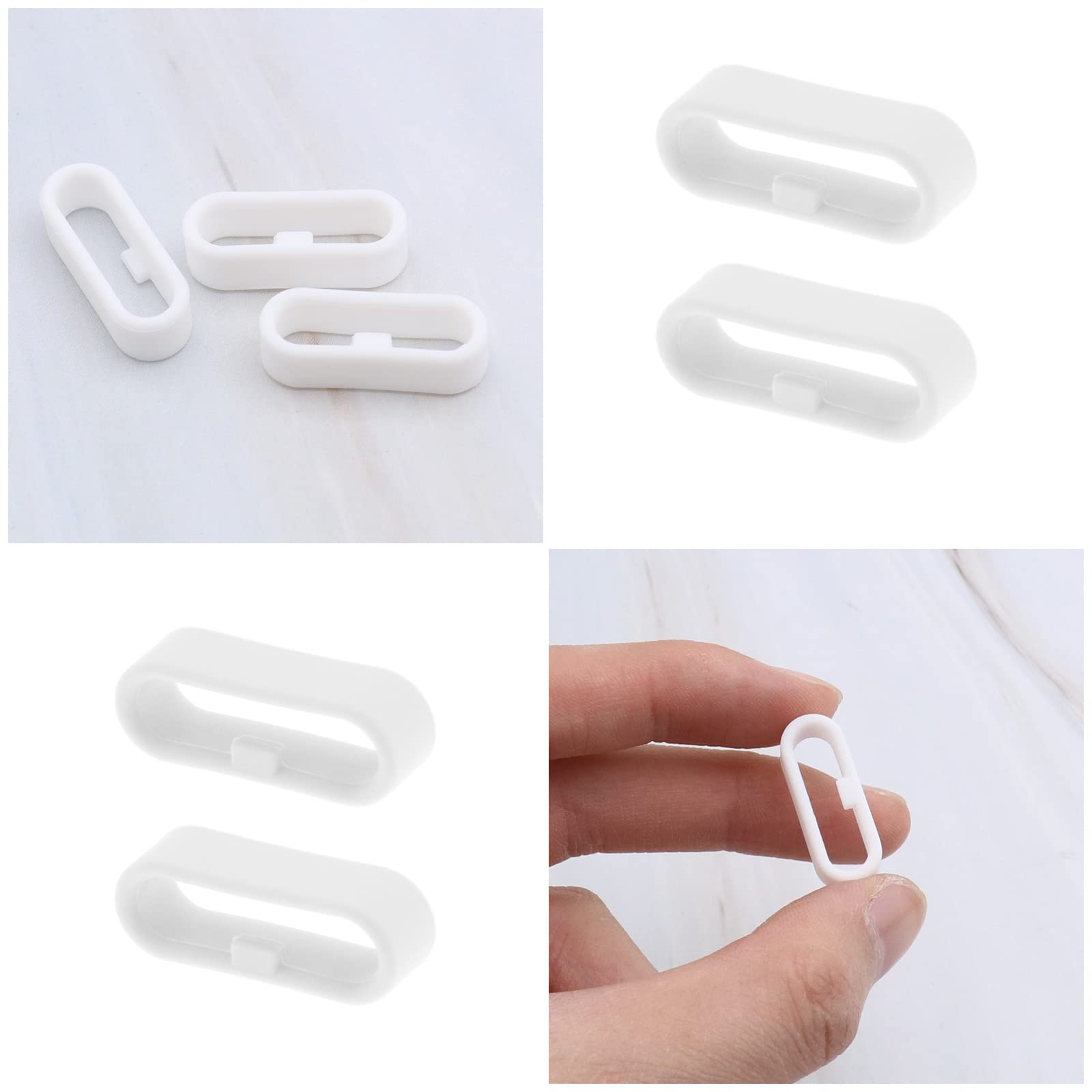 10pcs Silicone Watch Strap Loop Holders - Compatible with Garmin Vivoactive 3 Music/Venu/Vivomove - Secure Replacement Wristband Rings (White) - Perfect for Sports, Fitness & Everyday Wear