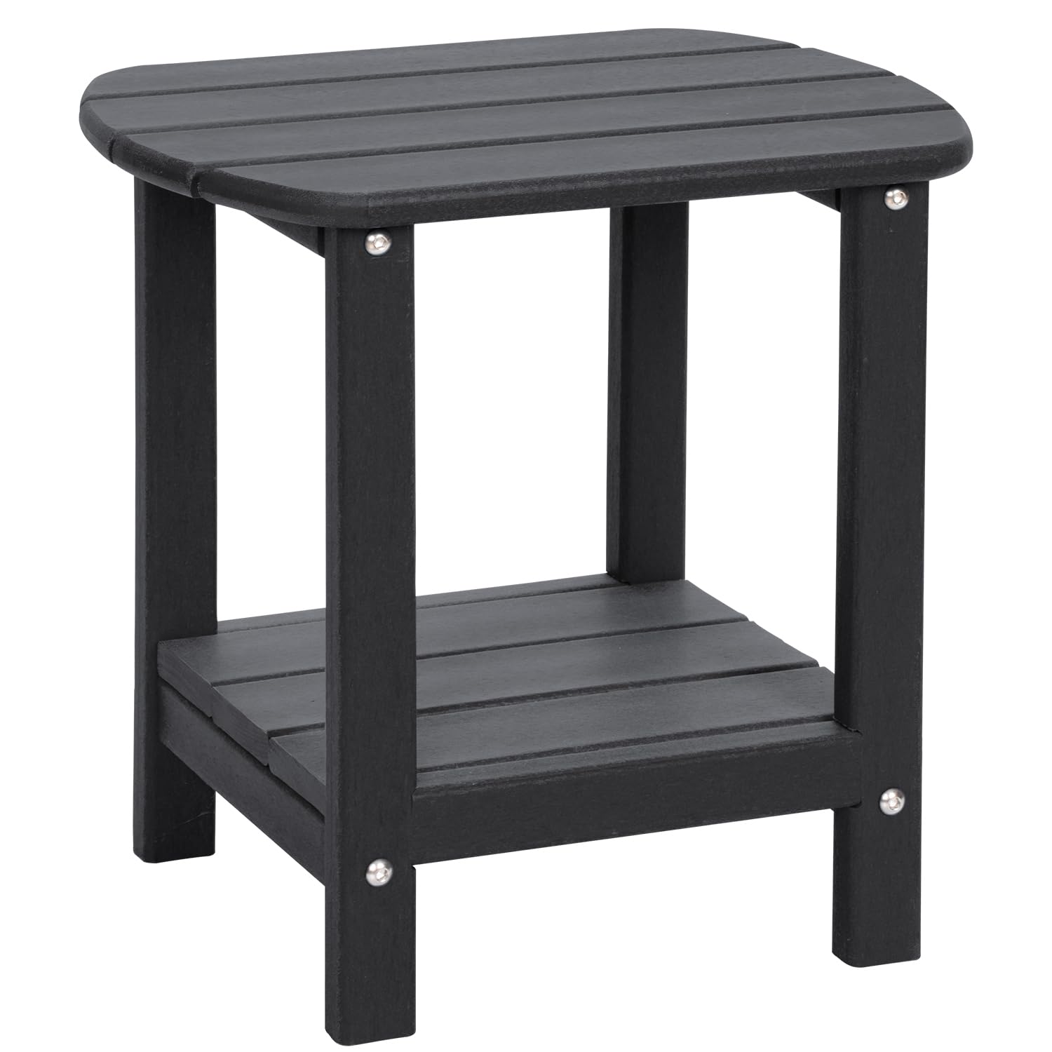 2-Tier Adirondack Outdoor Side Table - Weather Resistant HDPE Patio End Table for Deck, Poolside & Garden (Black) - Perfect for Drinks, Books & Outdoor Relaxation