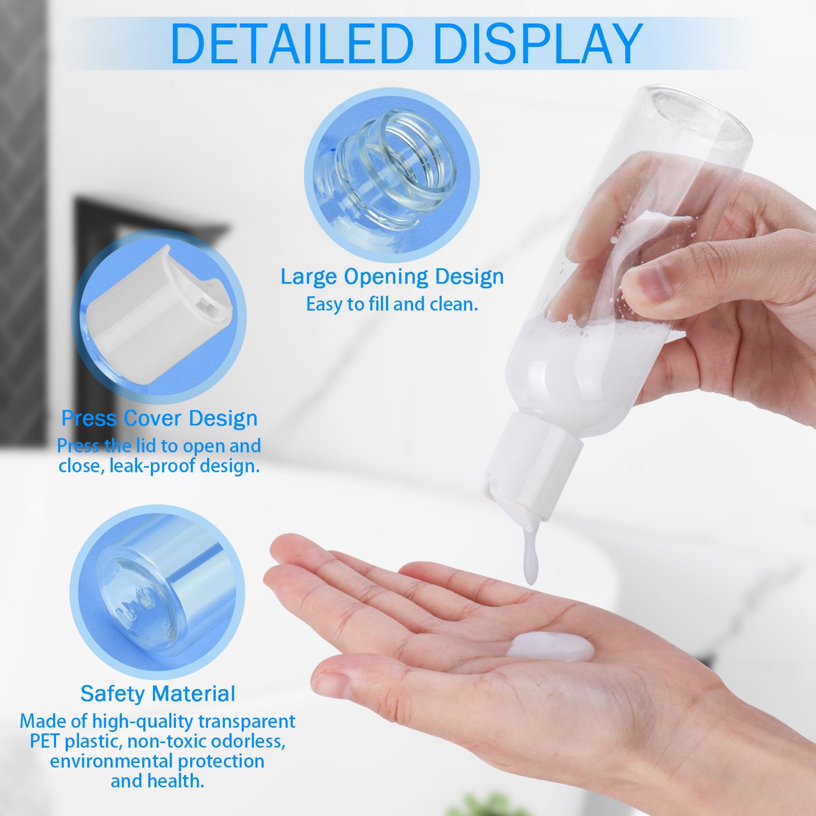 6 Pack 3.4 oz (100ml) TSA Approved Leakproof Travel Bottles - Clear Plastic Empty Toiletry Containers for Shampoo, Conditioner & Lotion | Perfect for Air Travel, Camping & Gym Essentials with Removable Labels