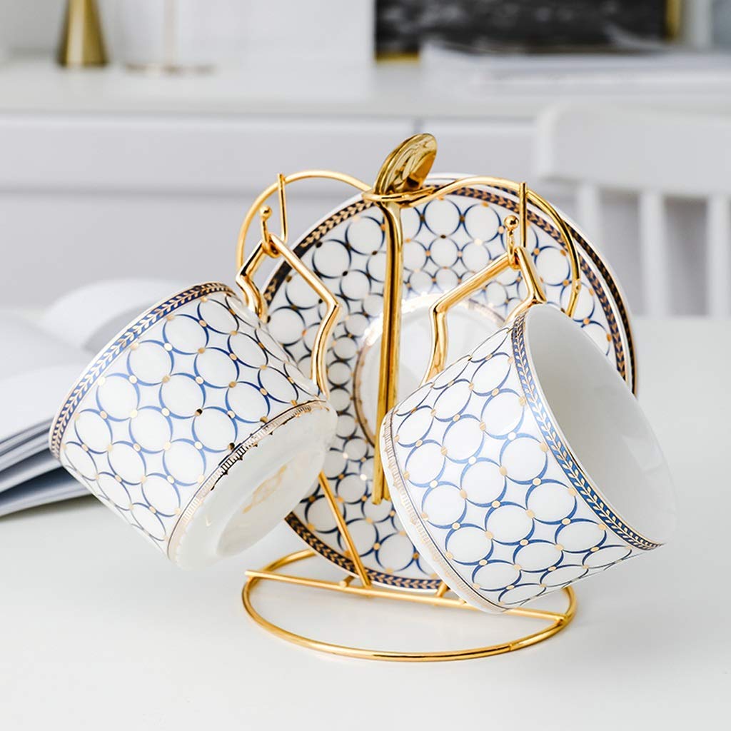 GAXQFEI Ceramic Tea Set with Infuser - Heat Resistant Teapot & Coffee Mugs with Gold Handle - Perfect for Home, Office & Gift Giving