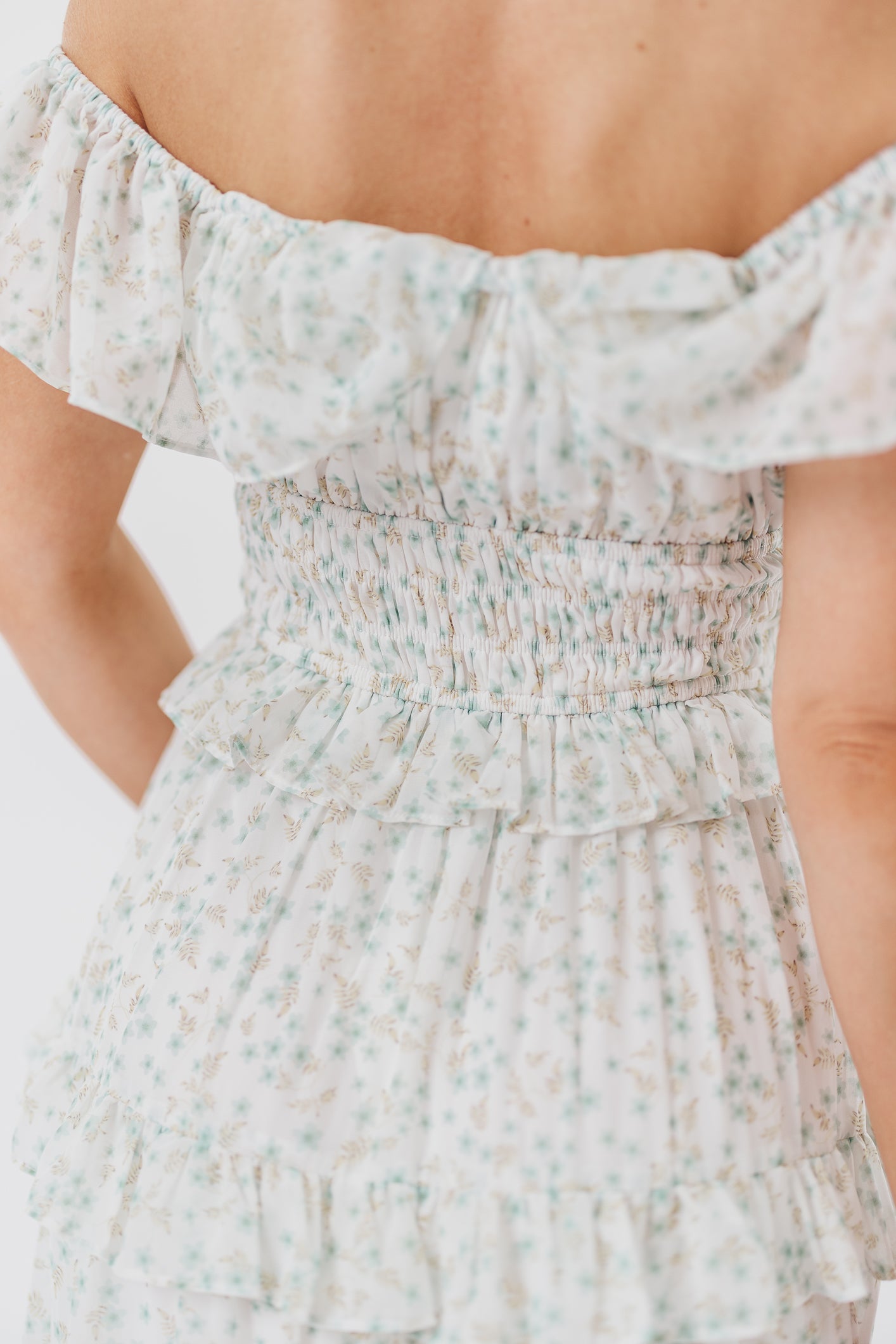 Astrid Ruffle Detail Maxi Dress in Sage Floral - Bump Friendly Maternity Dress for Pregnancy, Nursing & Special Occasions | Flowy Summer Dress for Beach, Wedding & Vacation