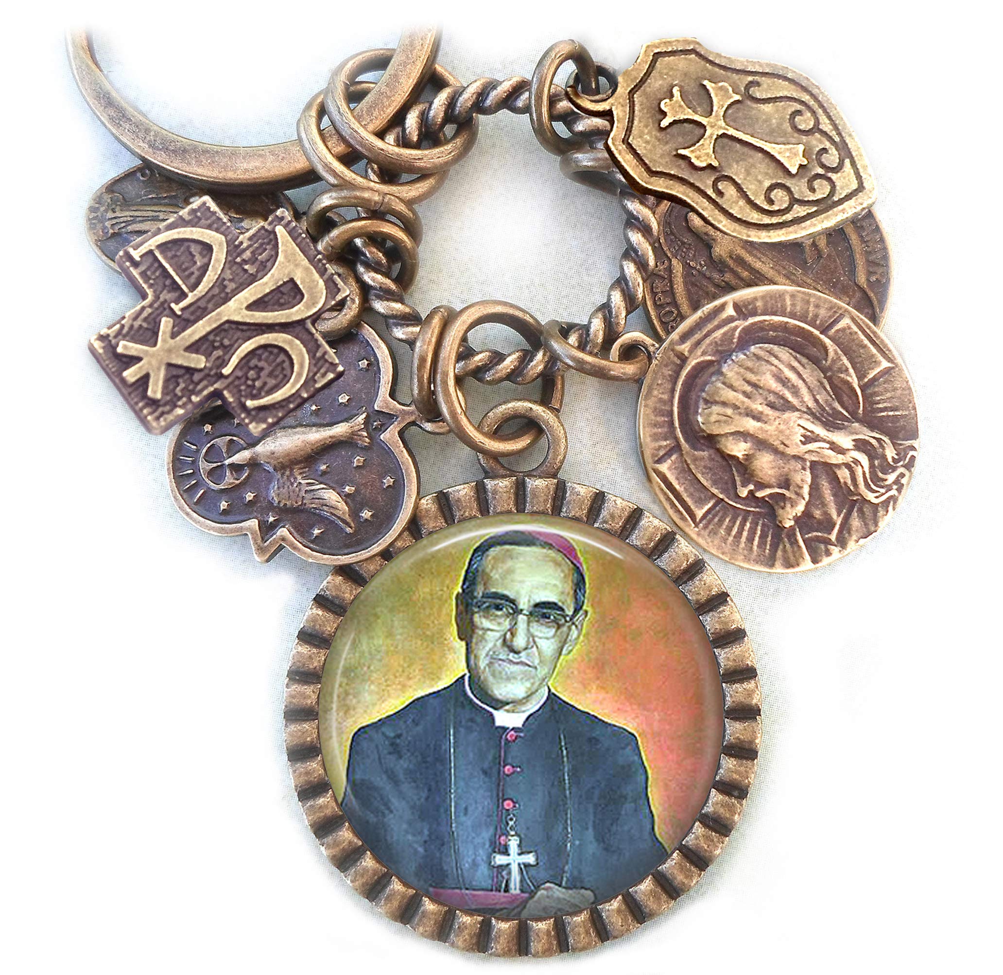 St. Oscar Romero Keychain, Necklace & Clip - Patron Saint Catholic Gift for Confirmation, Baptism & Religious Devotion - Perfect for Prayer, Worship & Faithful Everyday Carry